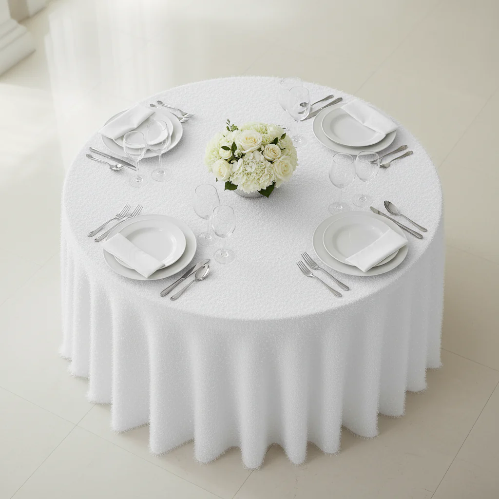 Flurries 120" Round Tablecloth - White - Image 3