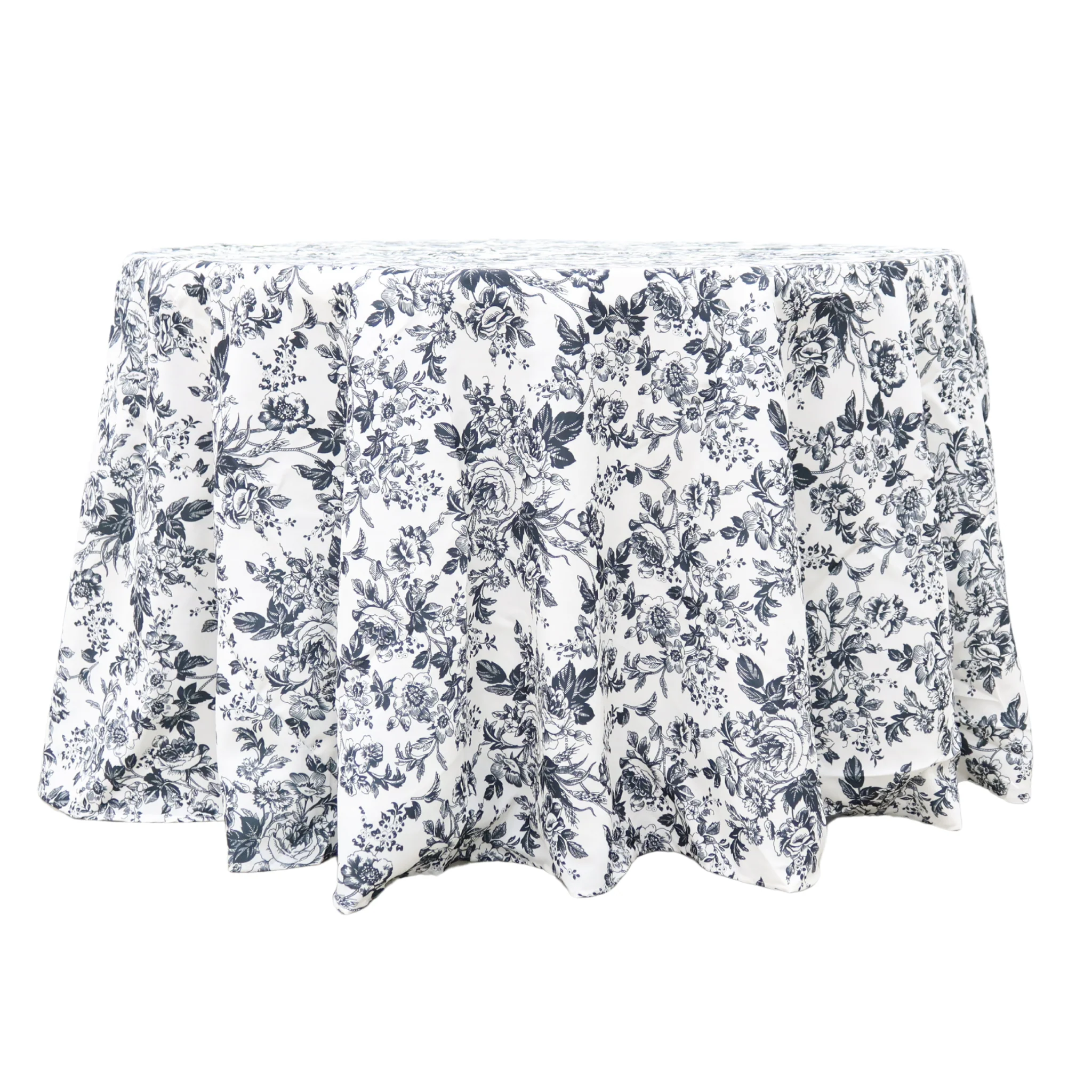 French Toile 132" Round Tablecloth - Black - Image 4