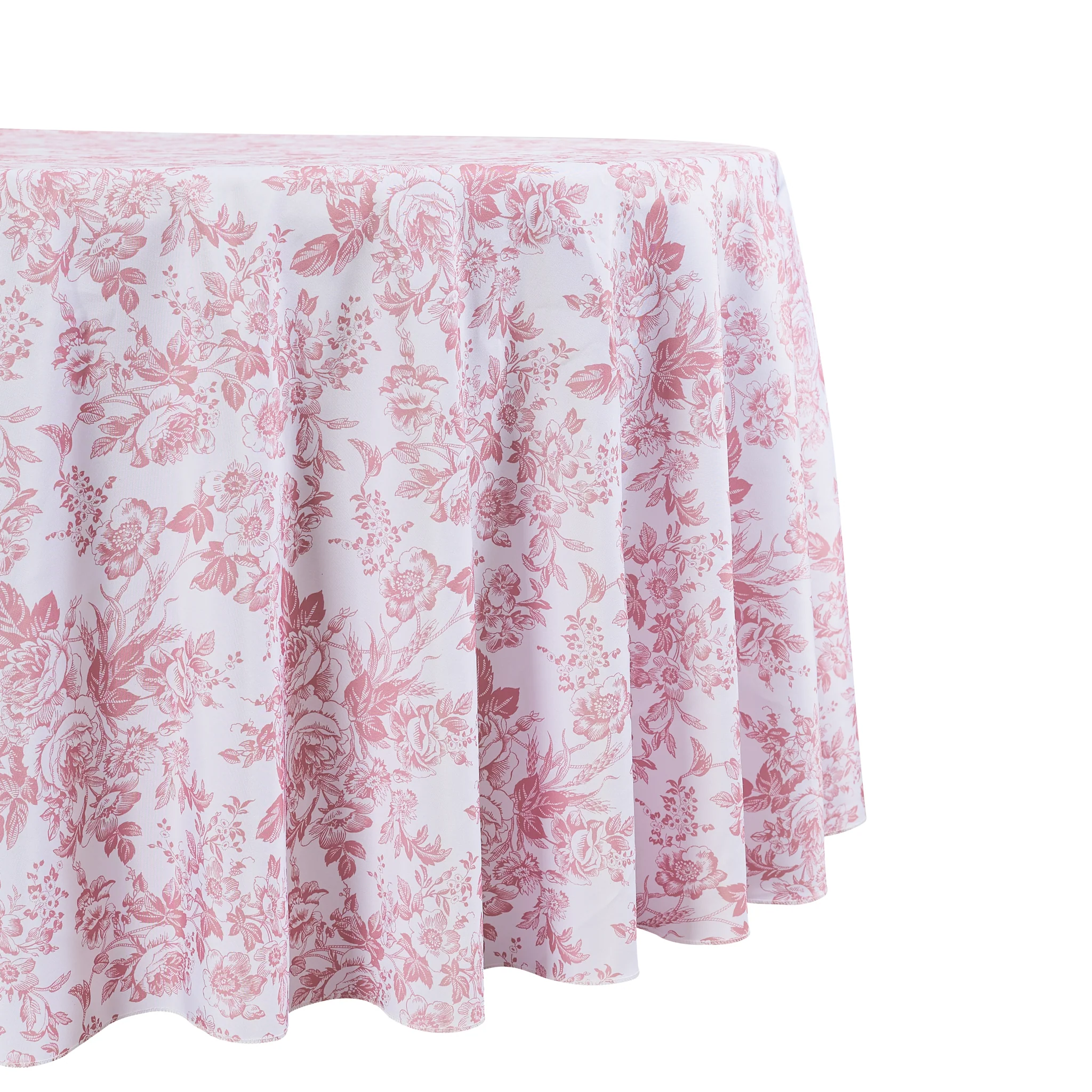 French Toile 132" Round Tablecloth - Dusty Rose/Mauve - Image 4
