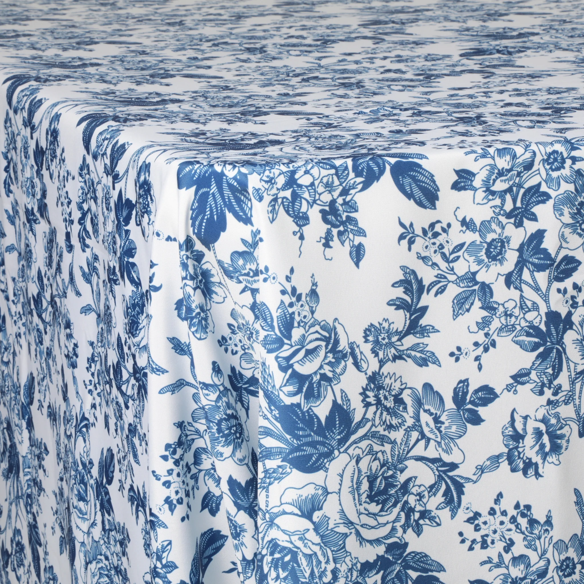 French Toile 60"x120" Rectangular Tablecloth - Blue - Image 6