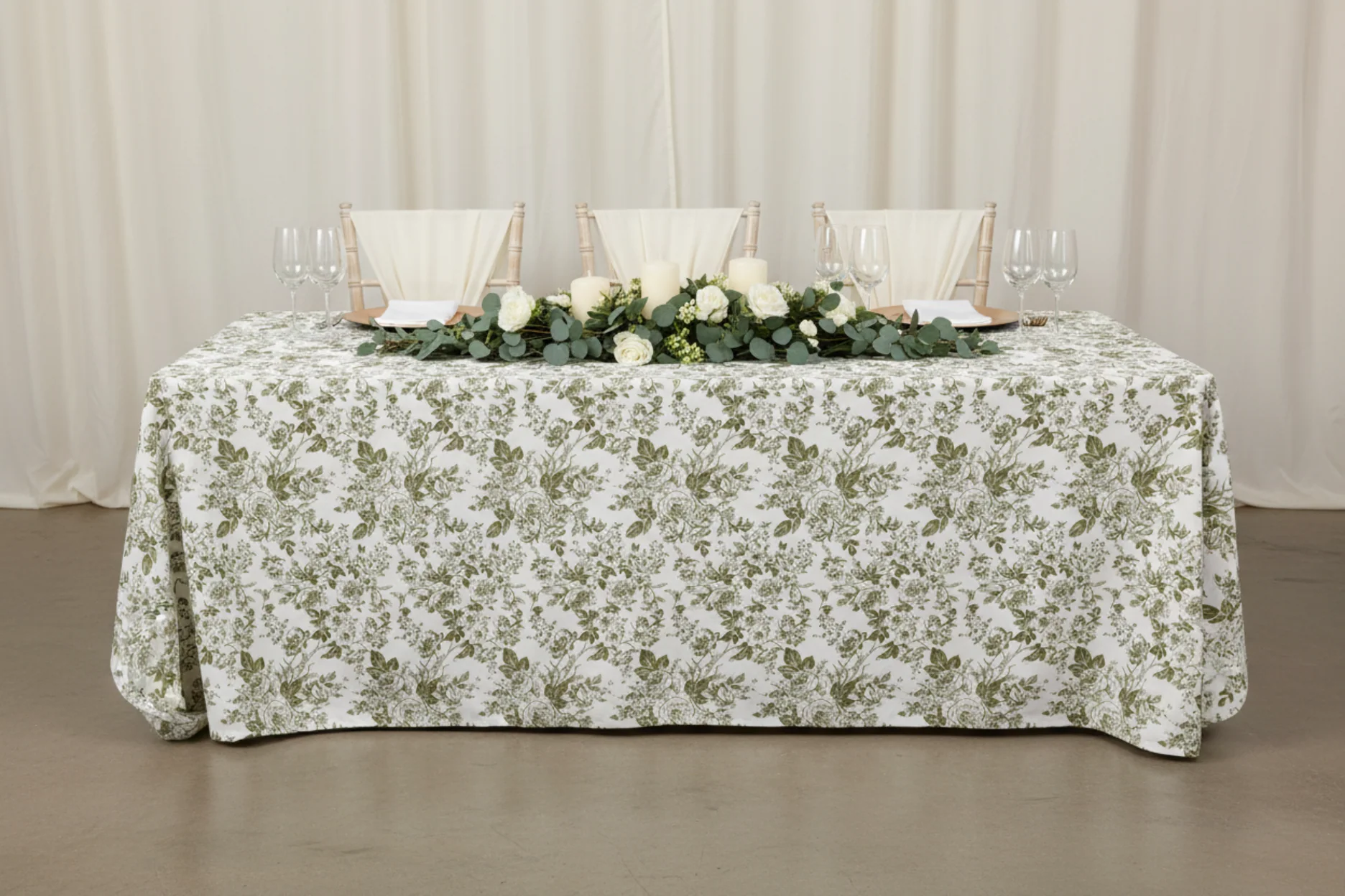 French Toile 90"x132" Rectangular Tablecloth - Olive Green - Image 9