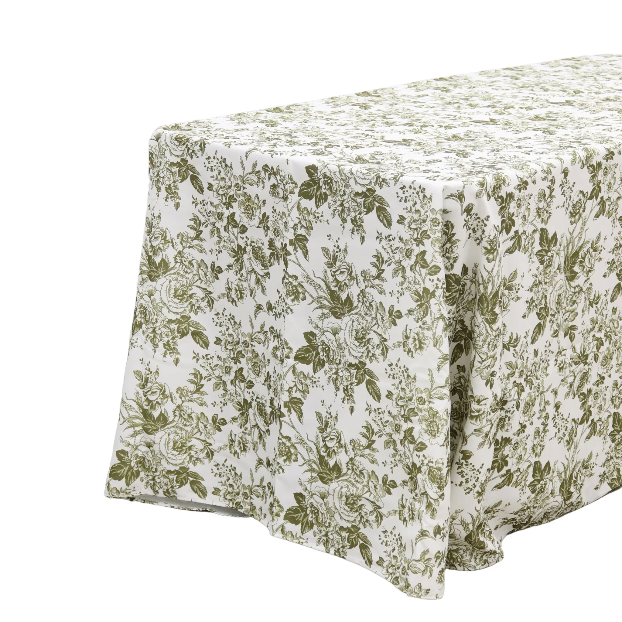 French Toile 90"x156" Rectangular Tablecloth - Olive Green