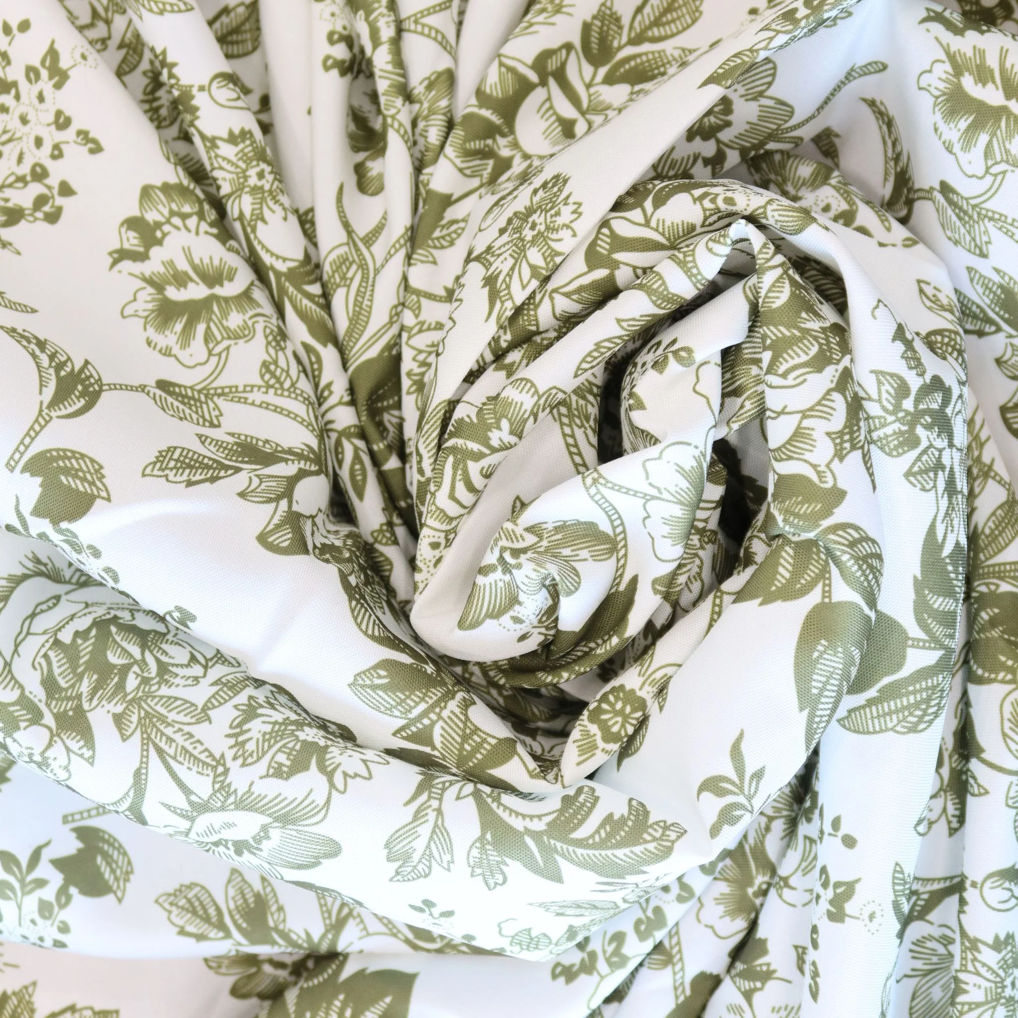 French Toile 90"x156" Rectangular Tablecloth - Olive Green - Image 2