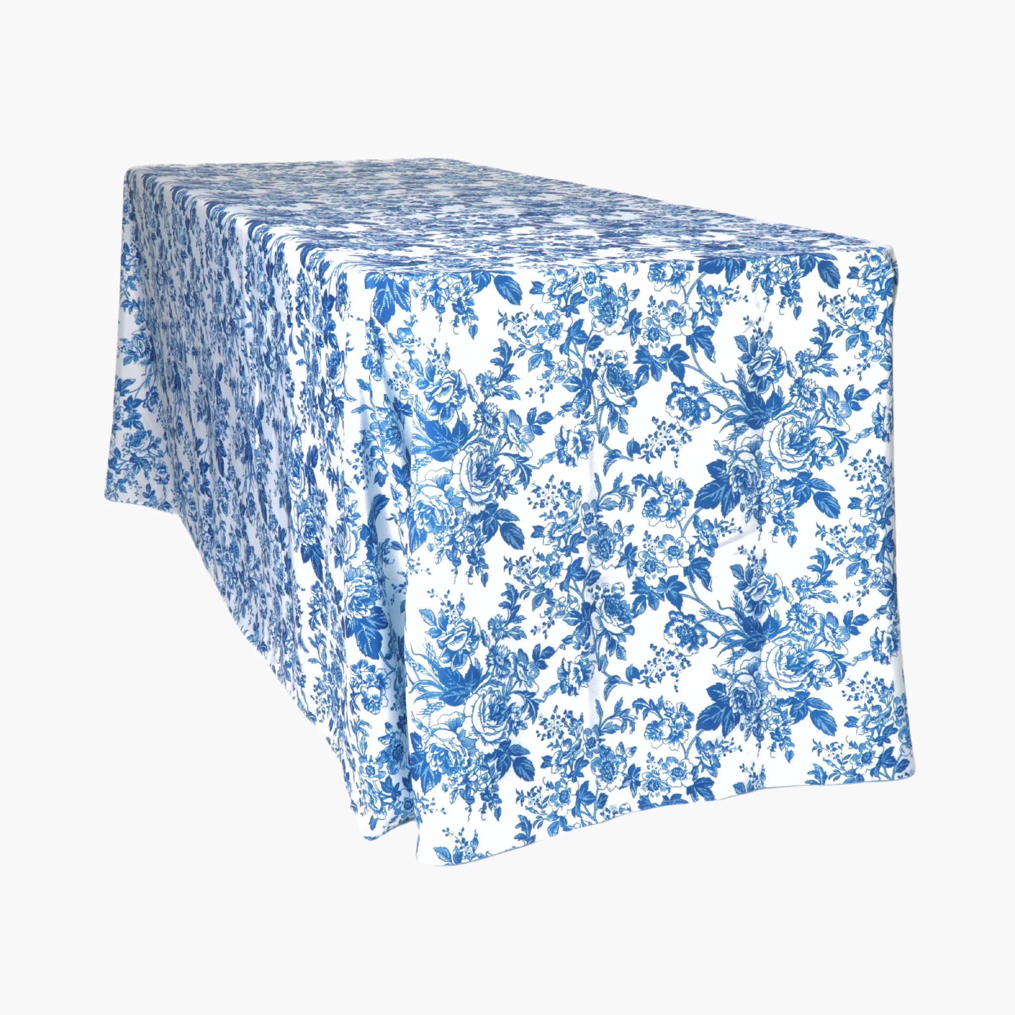 French Toile King 108"x156" Rectangular Tablecloth - Blue - Image 4