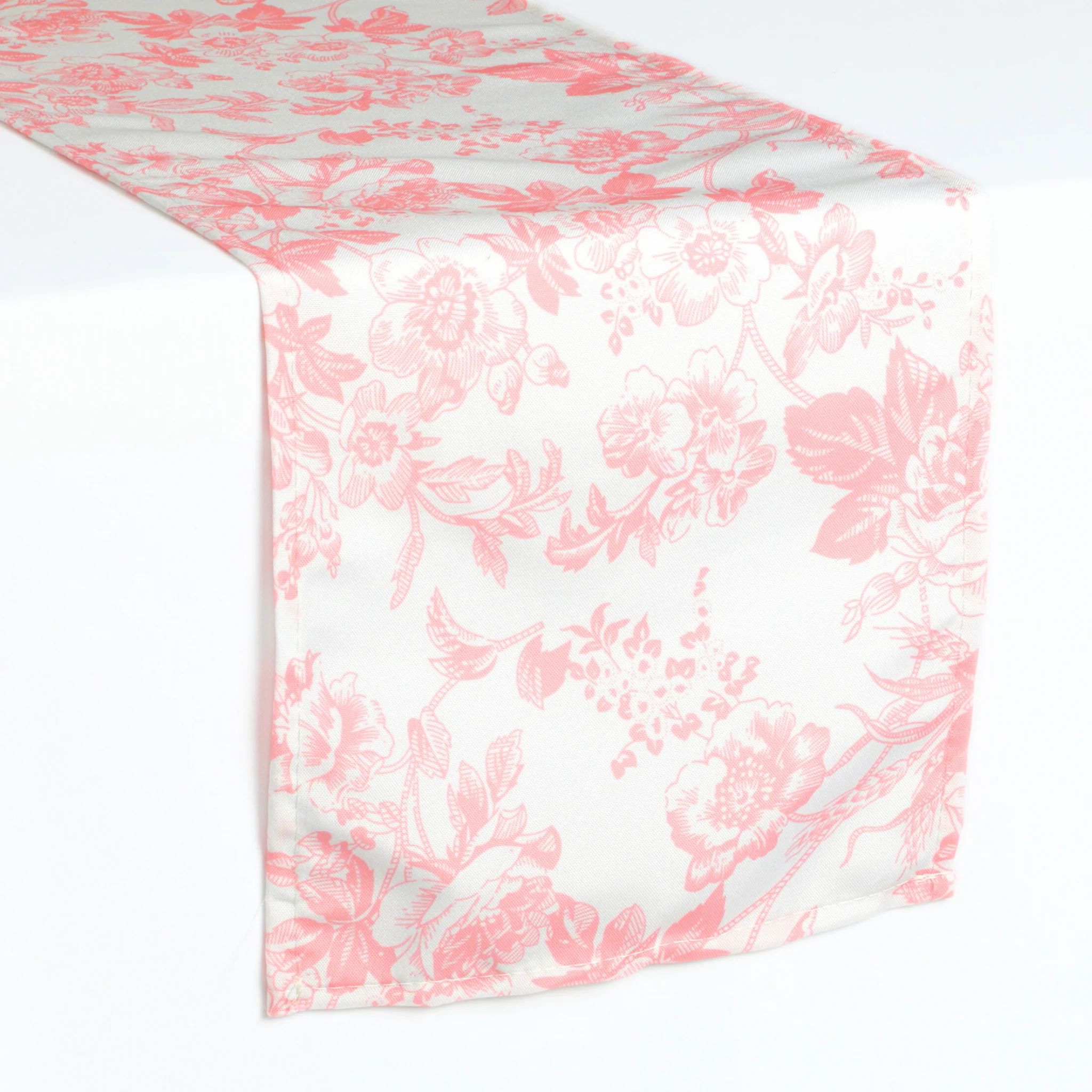 French Toile Table Runner - Coral