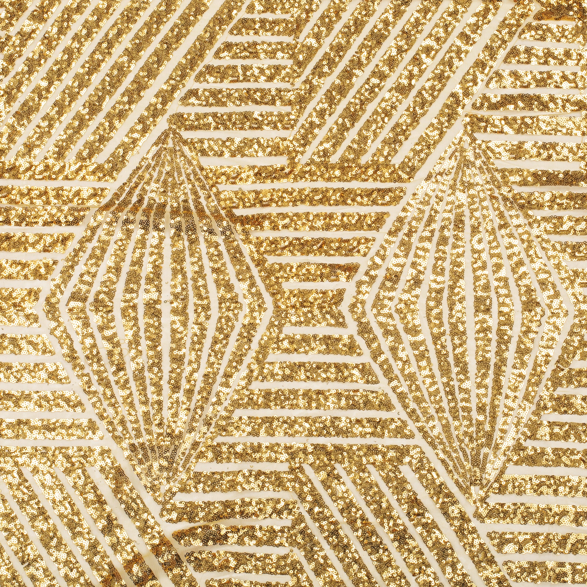 Geometric Glitz Art Deco Sequin Tablecloth 120" Round - Gold - Image 5