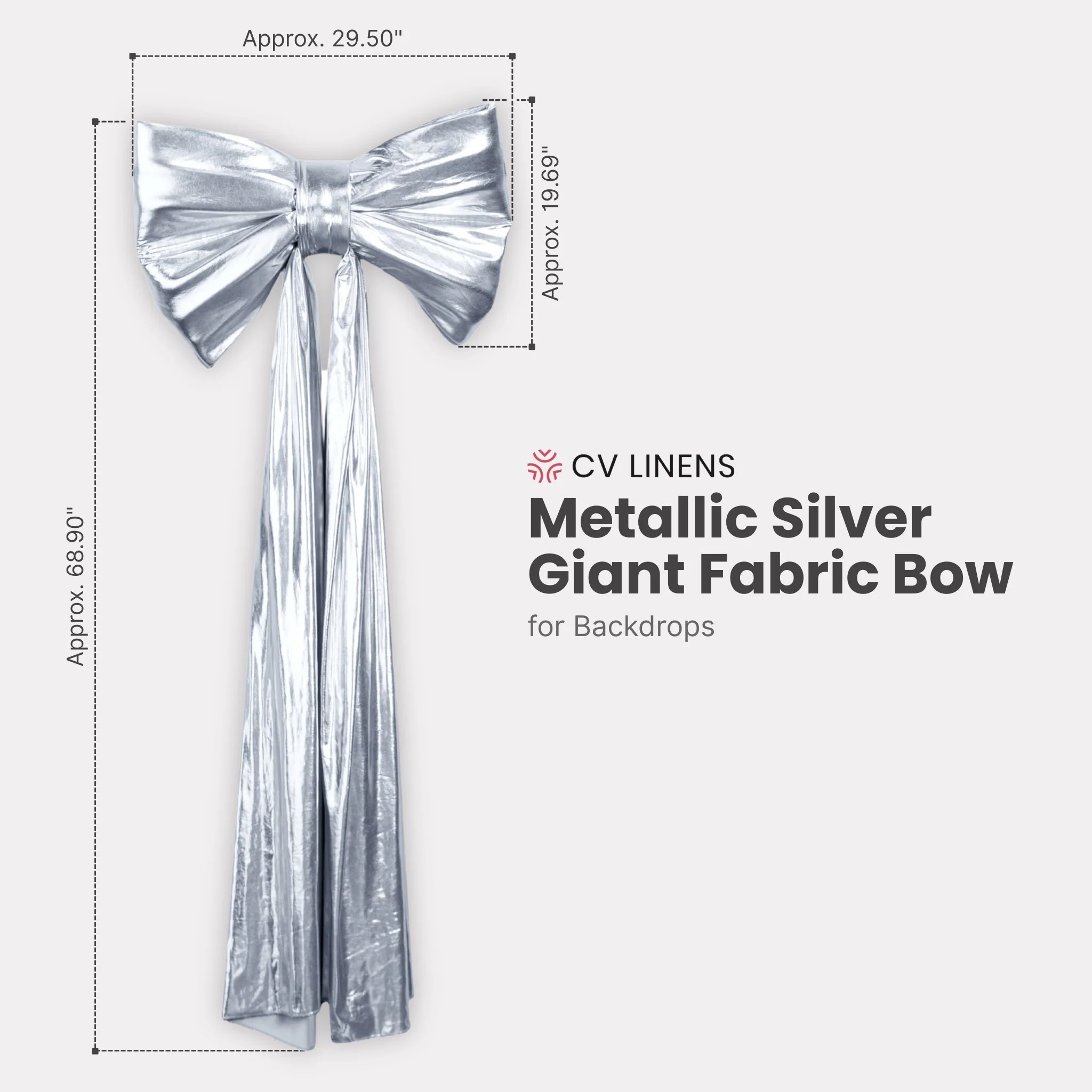 Giant Fabric Bow for Backdrop - Metallic Silver