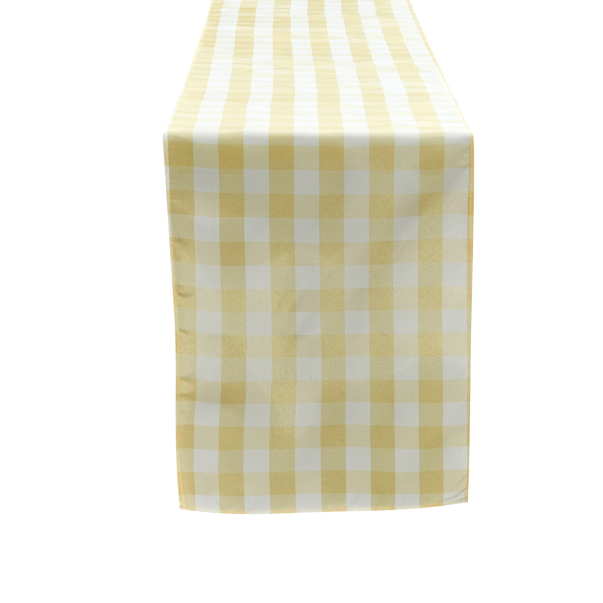 Gingham Checkered Polyester Table Runner - Yellow & White - Image 4