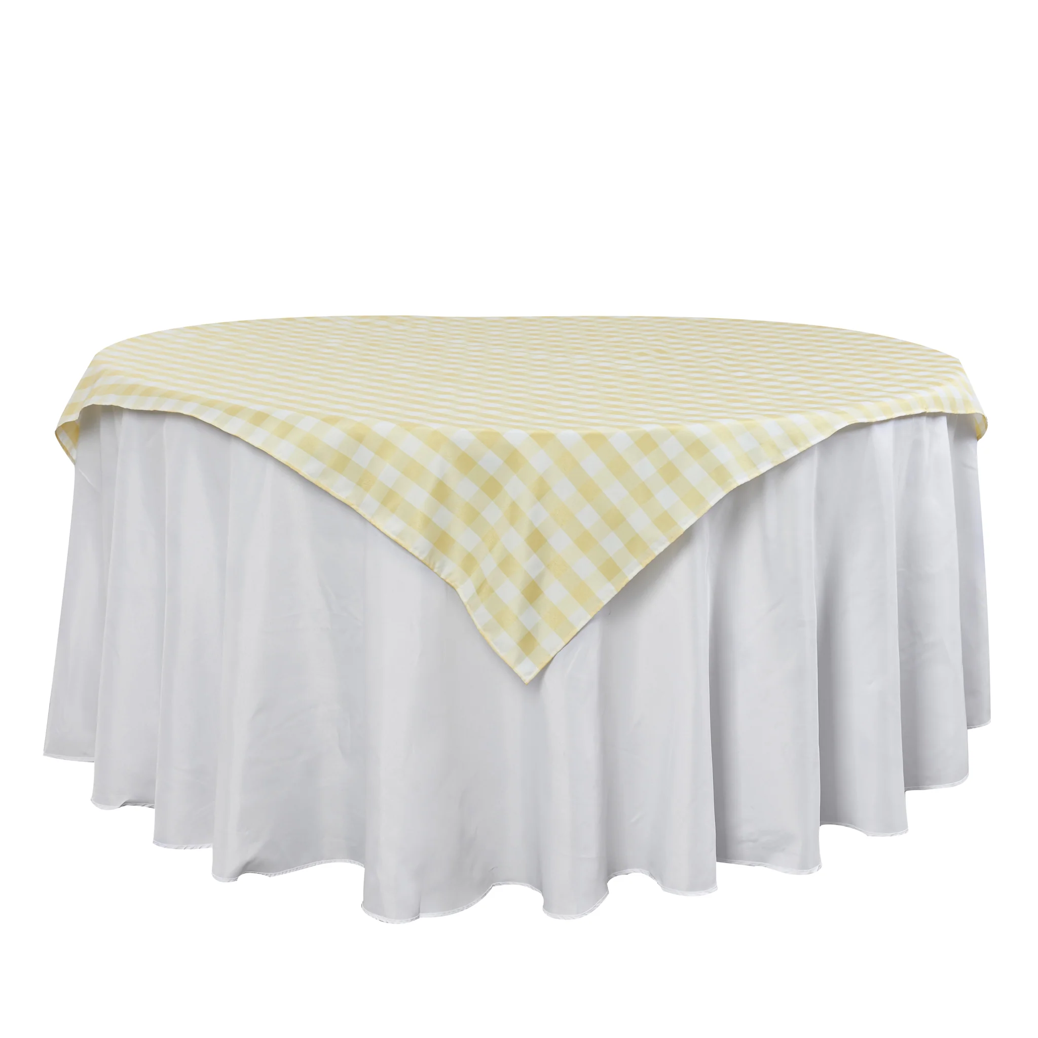 Gingham Checkered Square 70"x70" Polyester Overlay/Tablecloth - Yellow & White