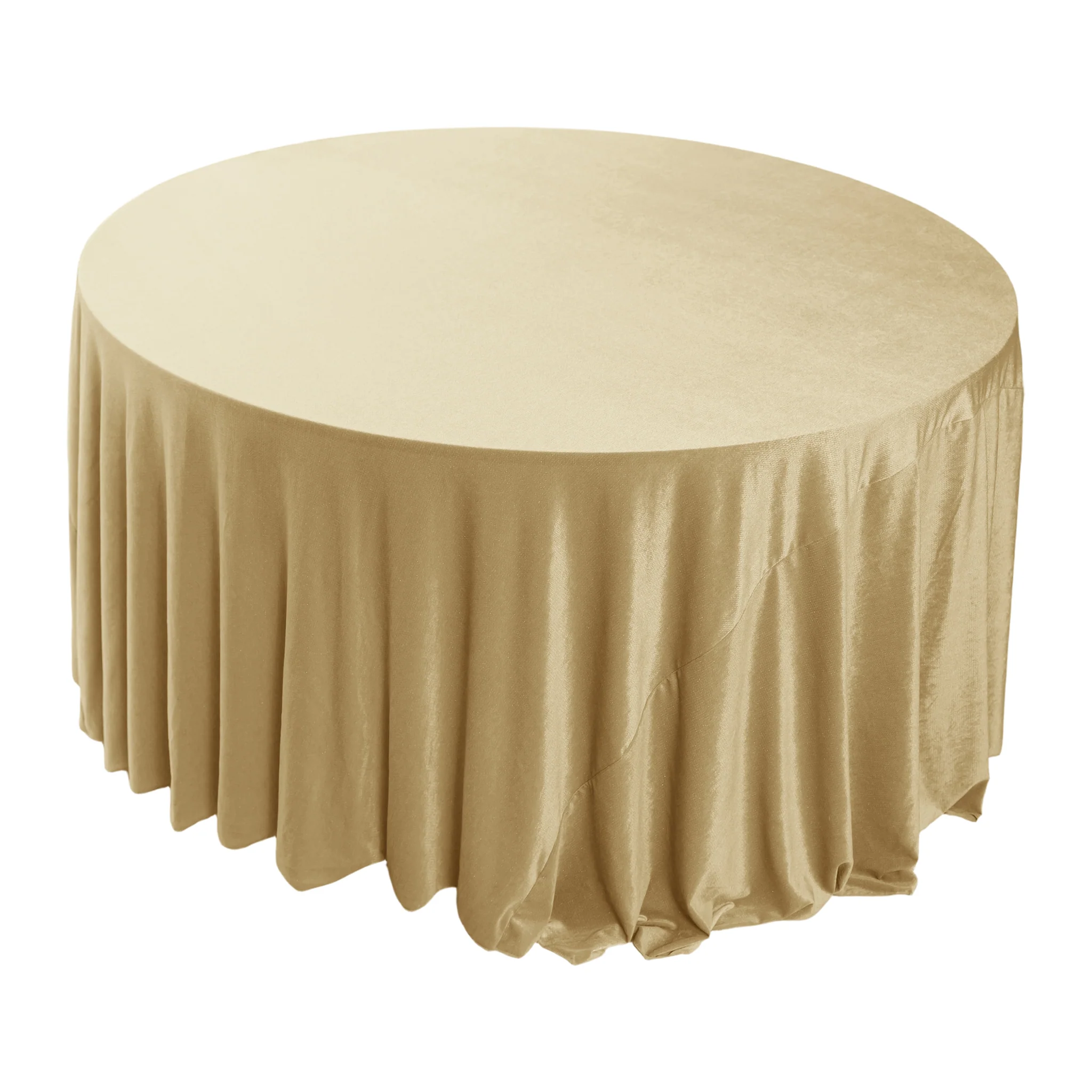 Glitter Velvet 120" Round Tablecloth - Champagne - Image 6