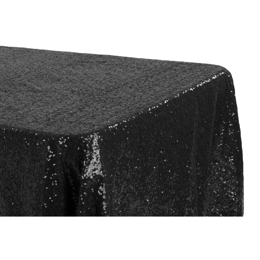 Glitz Sequin 90"x132" Rectangular Tablecloth - Black - Image 4