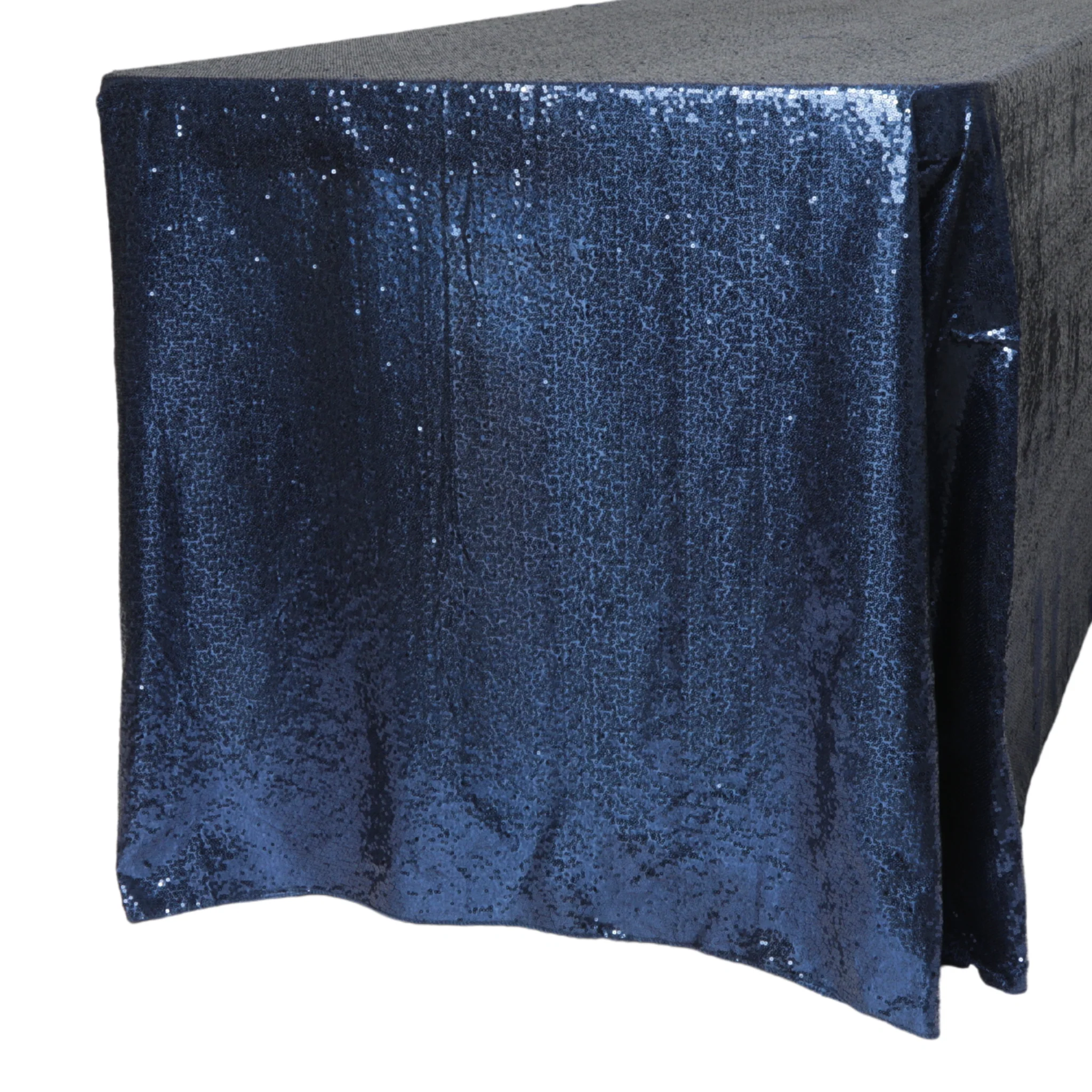 Glitz Sequin 90"x132" Rectangular Tablecloth - Navy Blue (New Tone) - Image 5