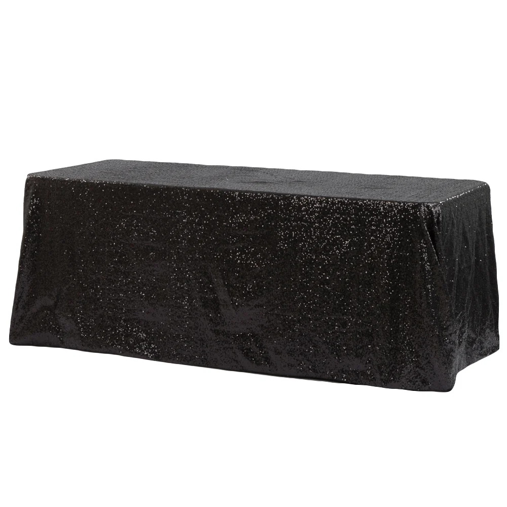 Glitz Sequin 90"x156" Rectangular Tablecloth - Black