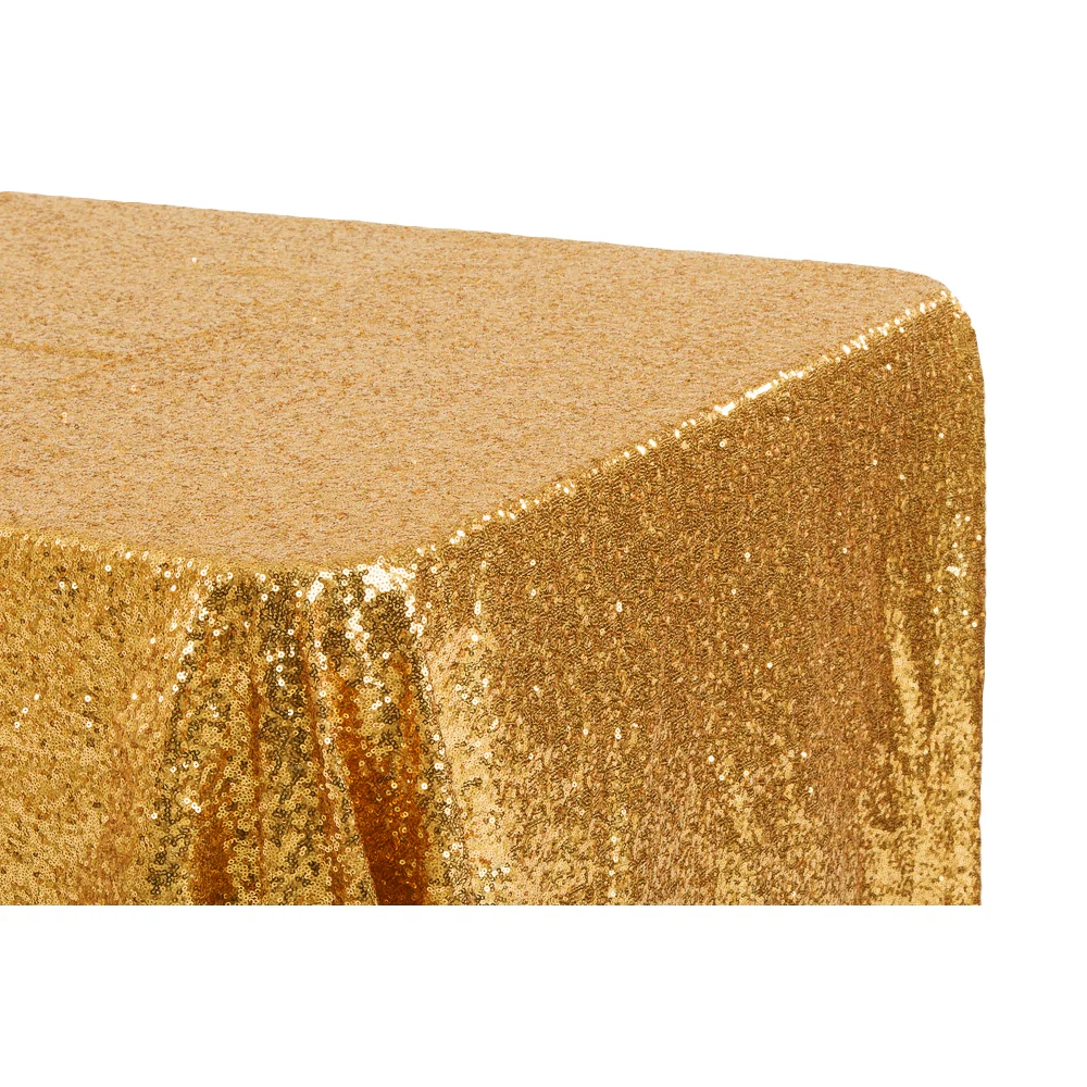 Glitz Sequin 90"x156" Rectangular Tablecloth - Gold - Image 4