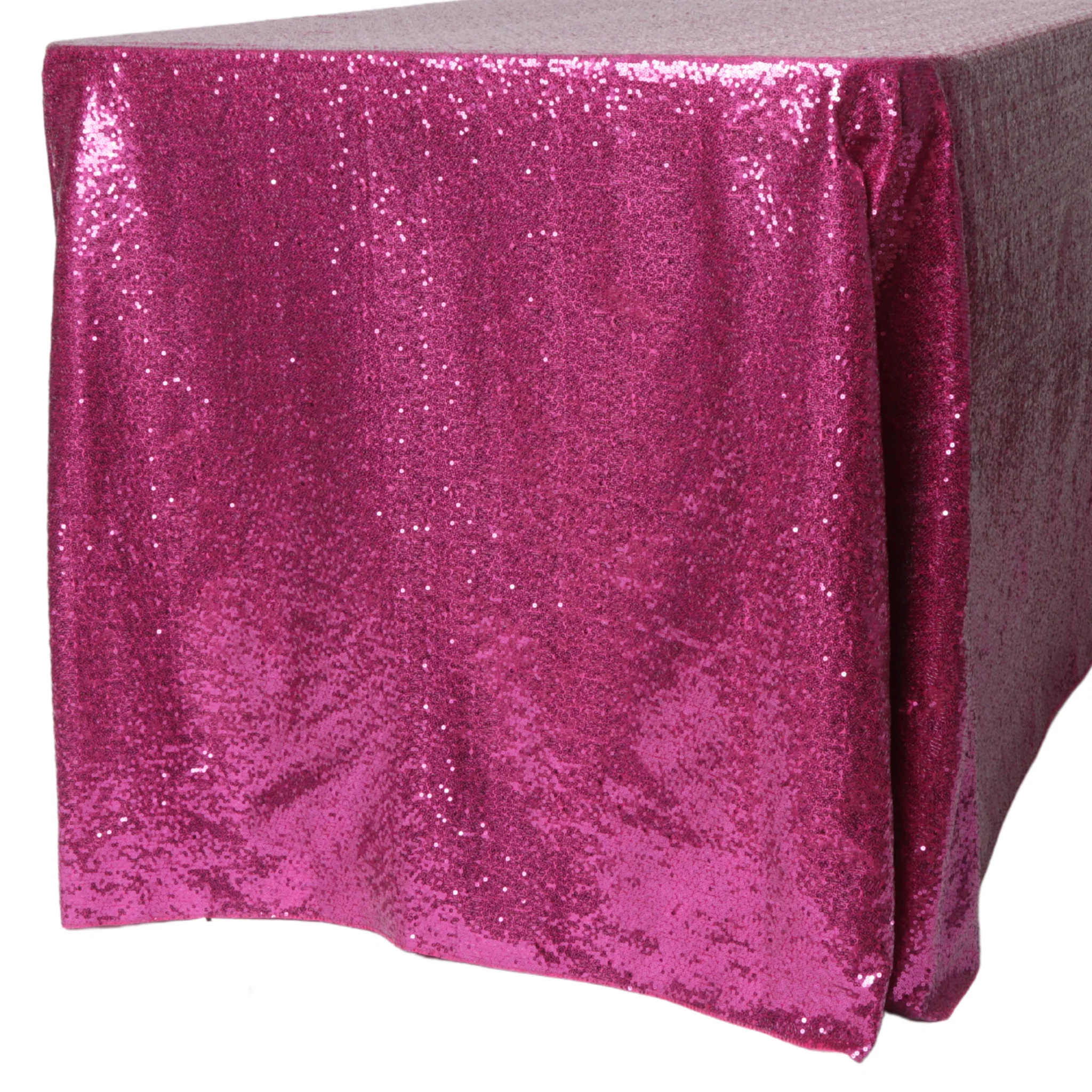 Glitz Sequin 90"x156" Rectangular Tablecloth - Magenta - Image 4