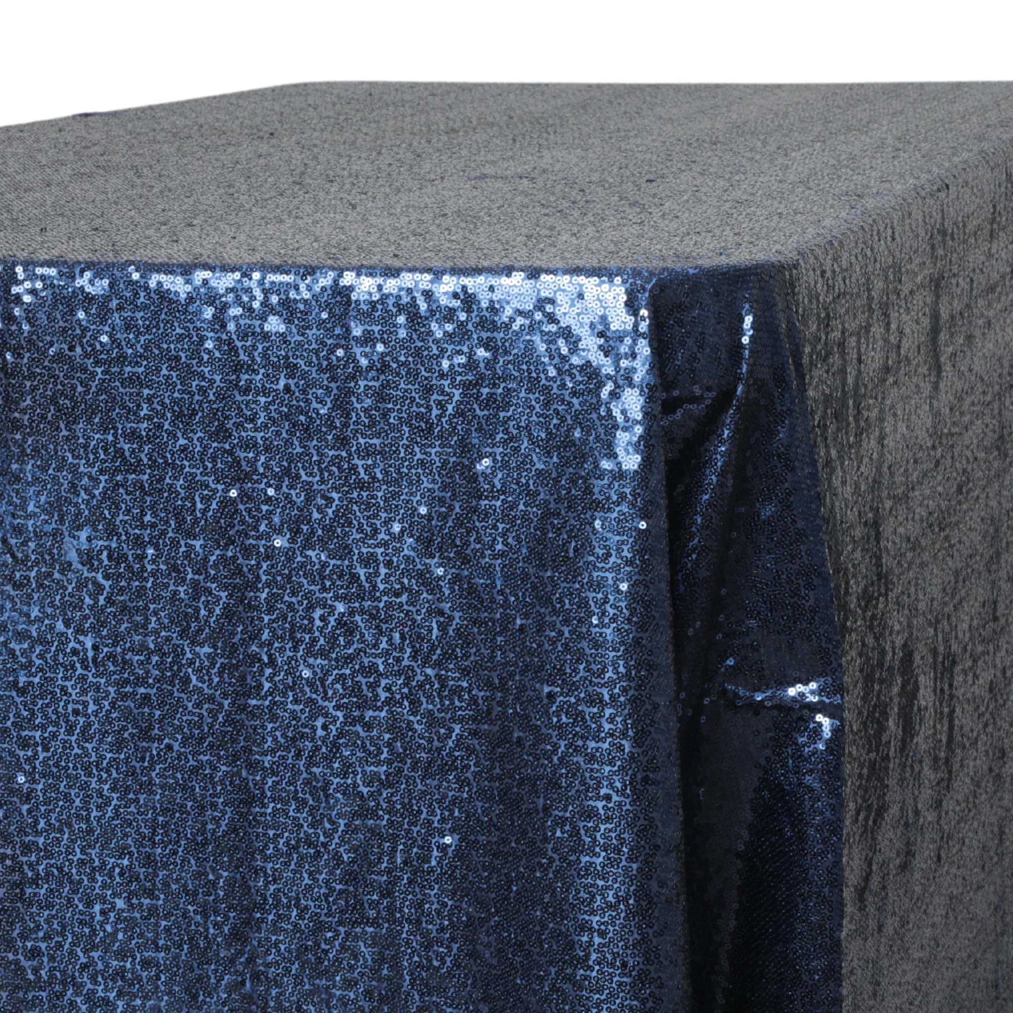 Glitz Sequin 90"x156" Rectangular Tablecloth - Navy Blue (New Tone) - Image 3