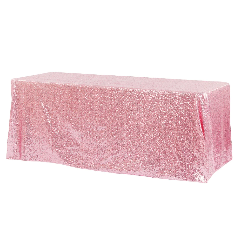 Glitz Sequin 90"x156" Rectangular Tablecloth - Pink - Image 2