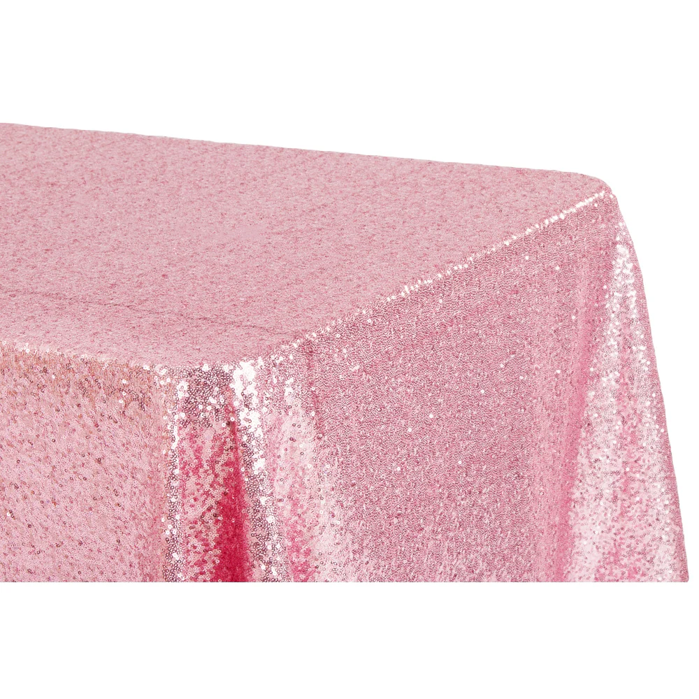 Glitz Sequin 90"x156" Rectangular Tablecloth - Pink - Image 4