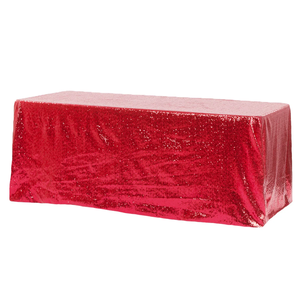 Glitz Sequin 90"x156" Rectangular Tablecloth - Red - Image 2