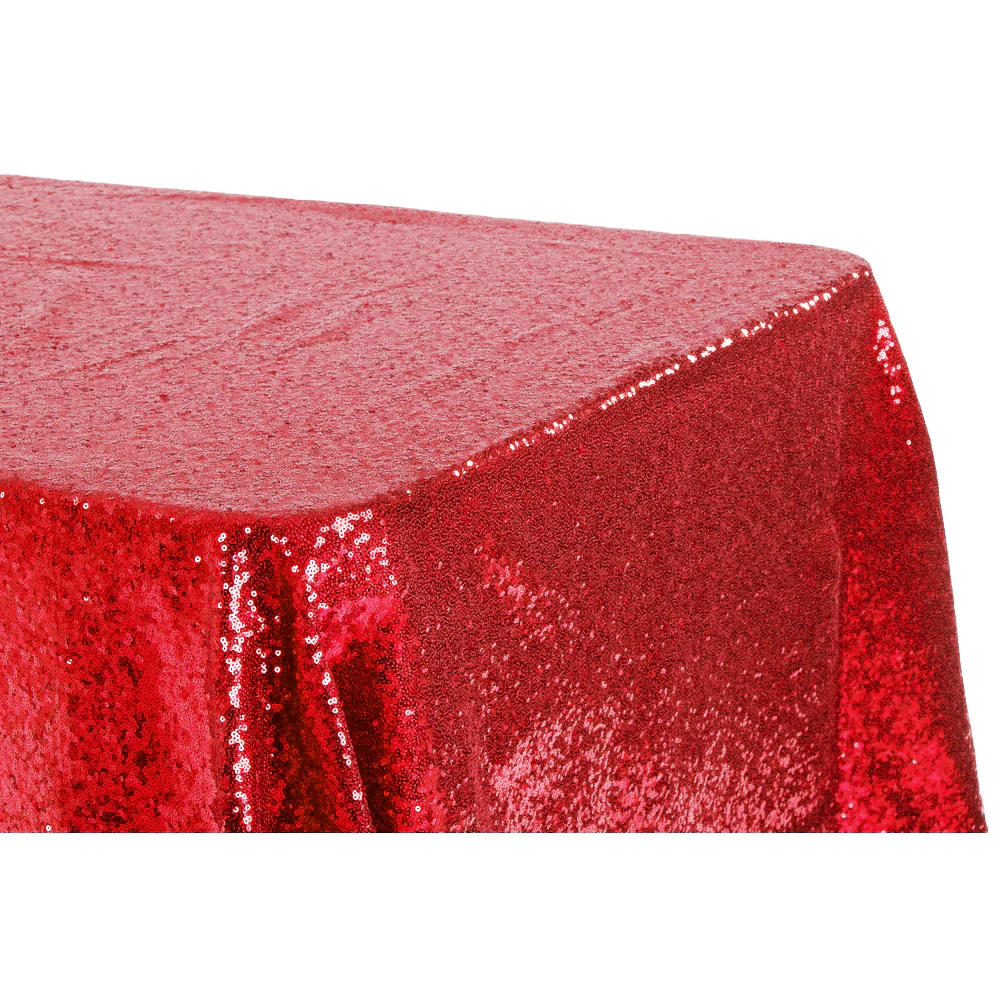 Glitz Sequin 90"x156" Rectangular Tablecloth - Red - Image 4