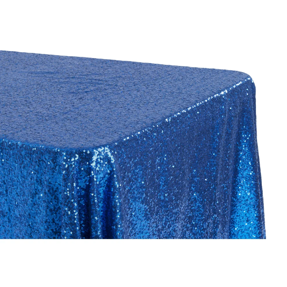 Glitz Sequin 90"x156" Rectangular Tablecloth - Royal Blue - Image 2