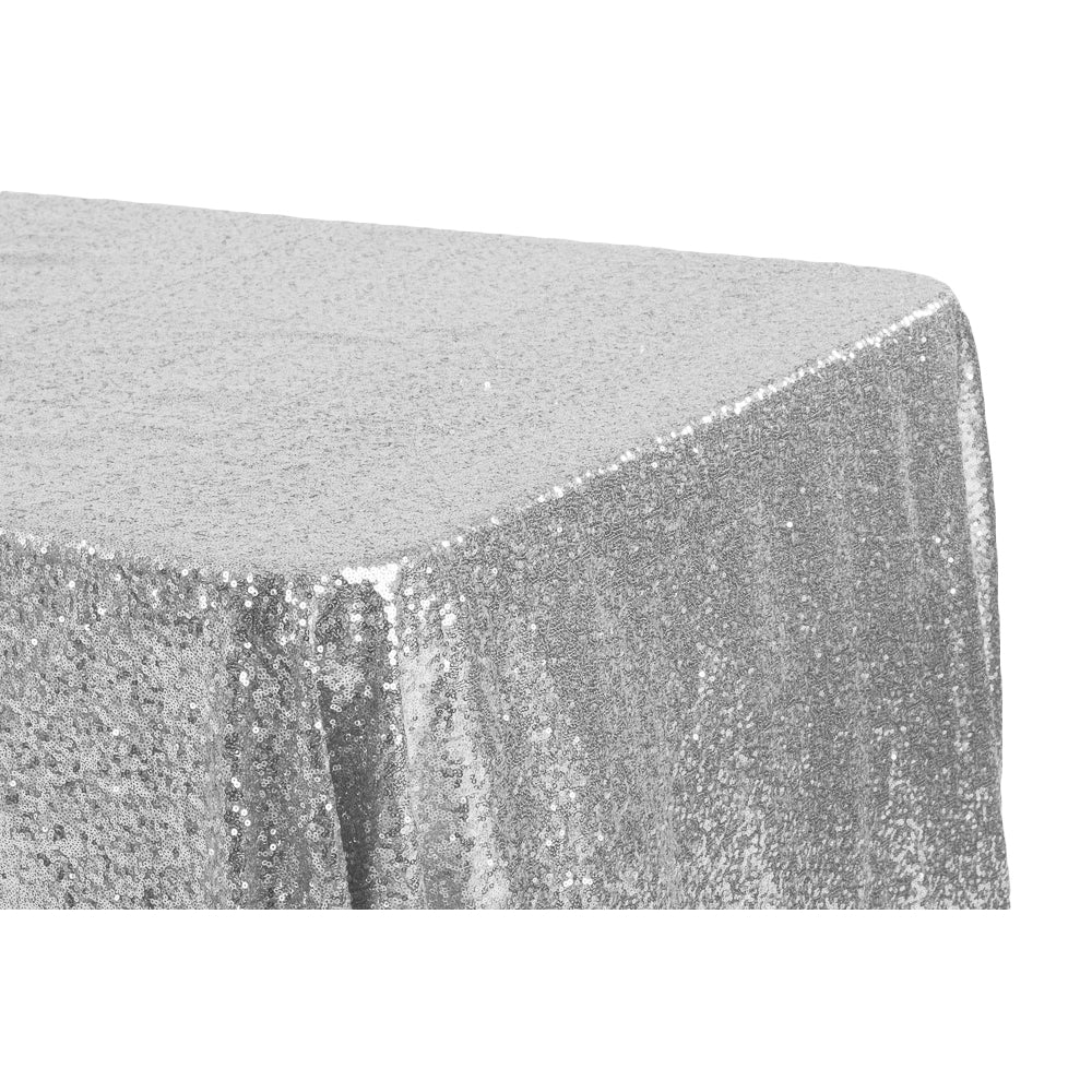 Glitz Sequin 90"x156" Rectangular Tablecloth - Silver - Image 2