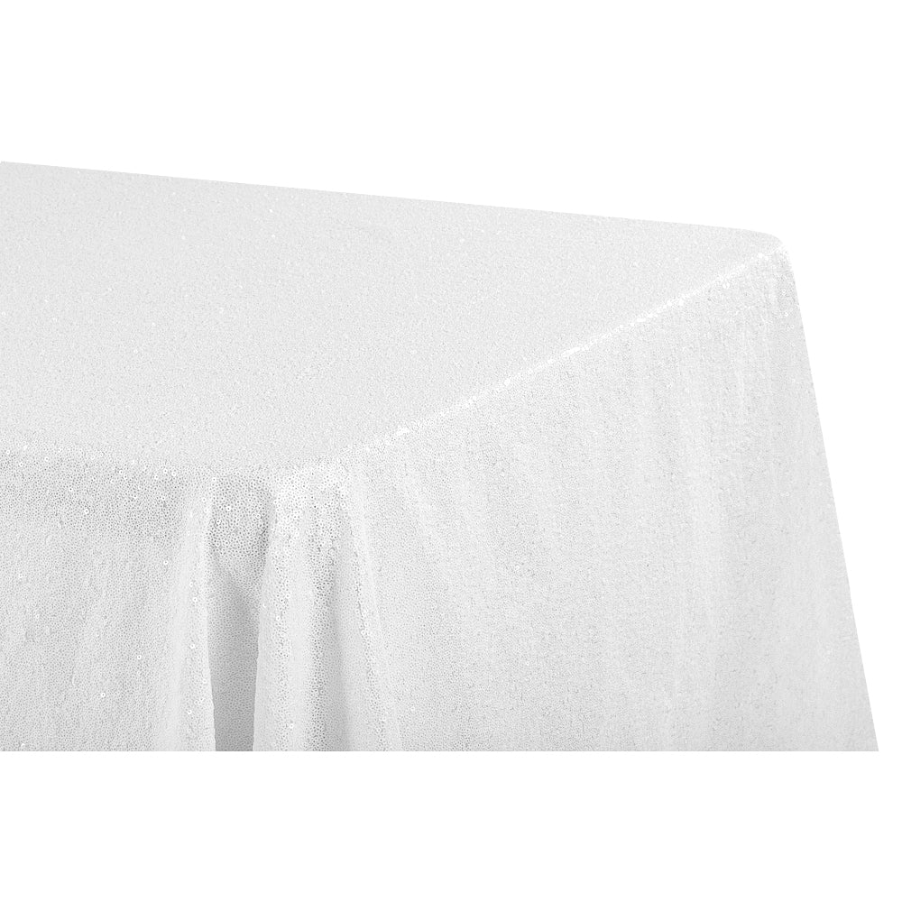 Glitz Sequin 90"x156" Rectangular Tablecloth - White