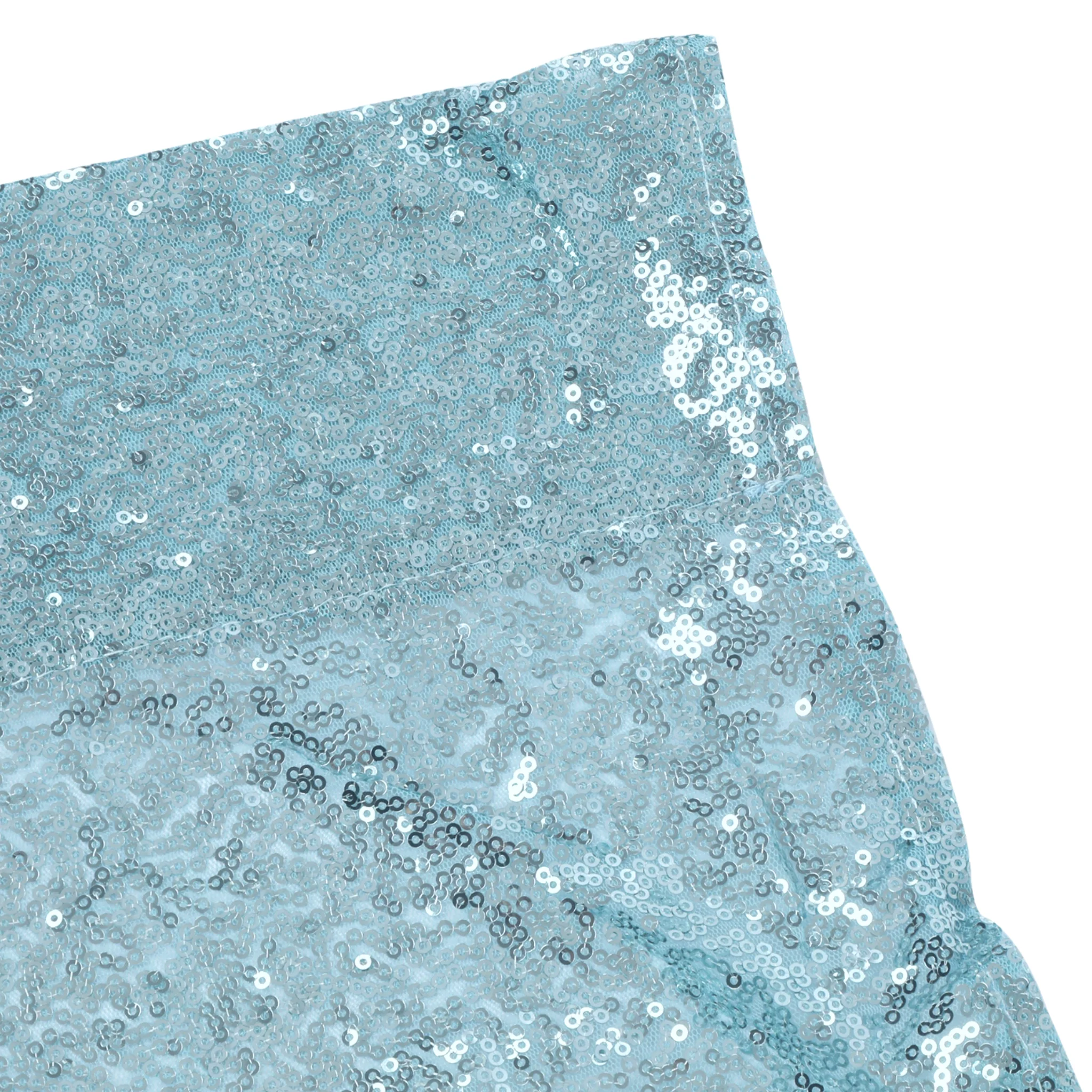 Glitz Sequin Mesh Net 14ft H x 52" W Drape/Backdrop panel - Baby Blue - Image 3