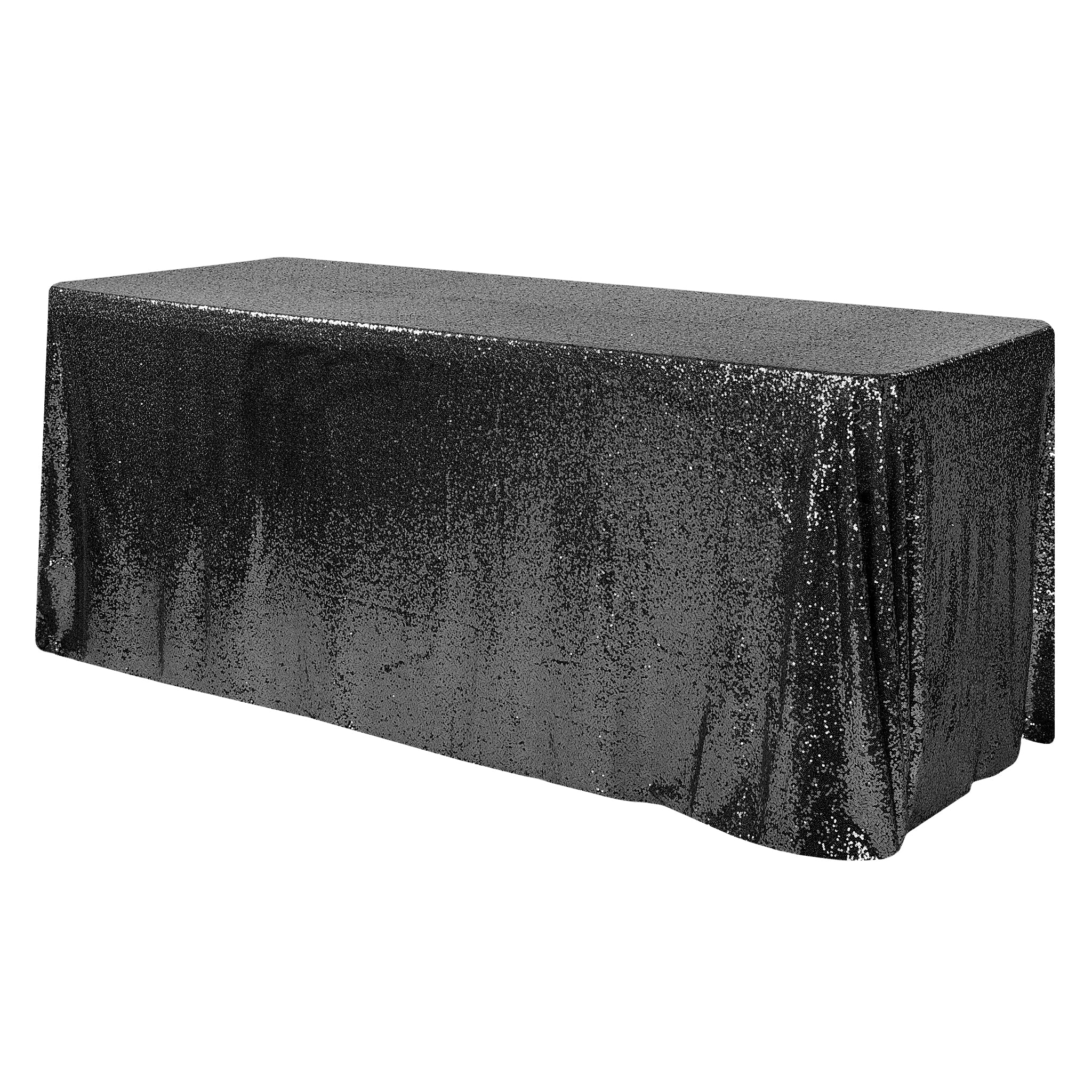 Glitz Sequin Mesh Net Tablecloth 90"x132" Rectangular - Black - Image 3