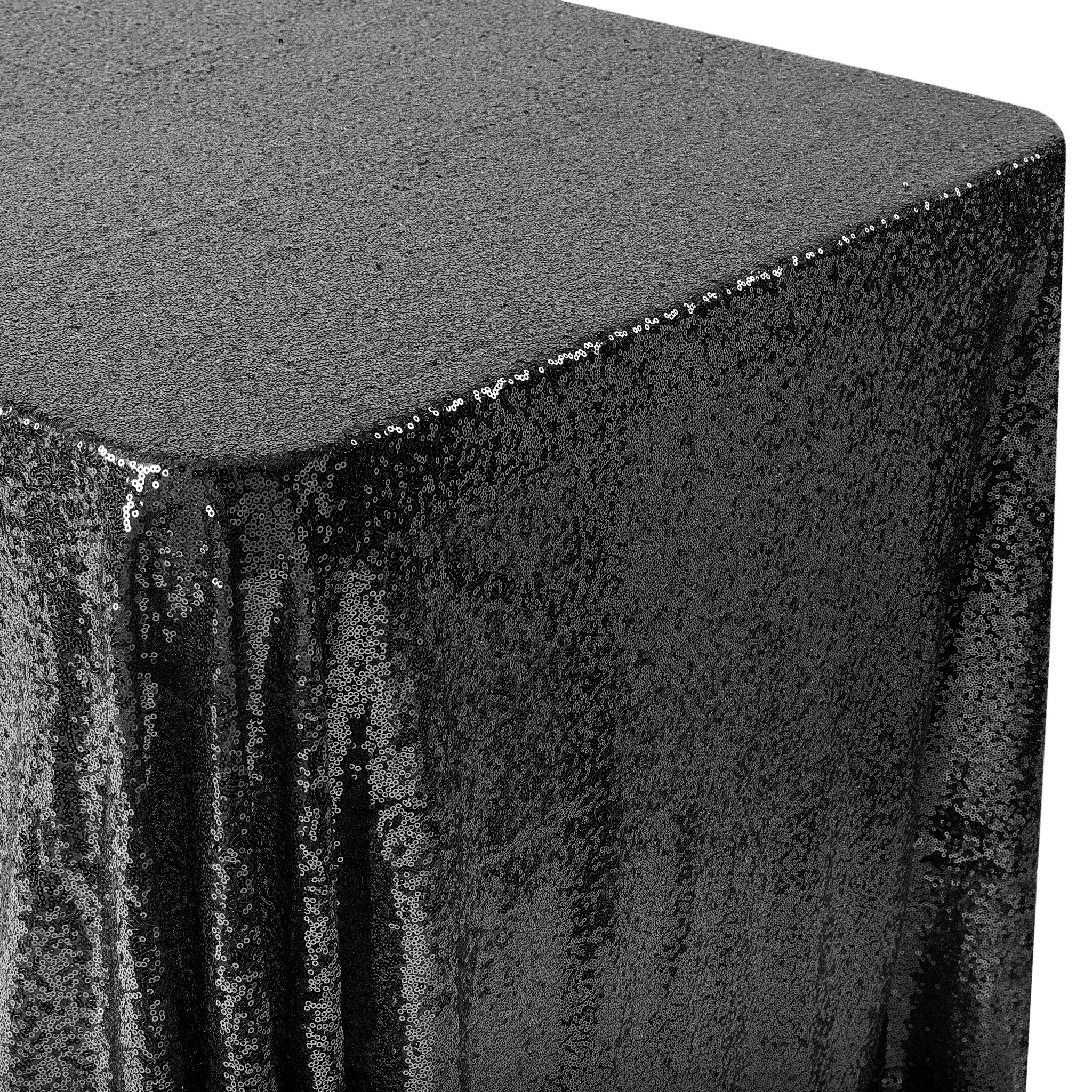 Glitz Sequin Mesh Net Tablecloth 90"x132" Rectangular - Black - Image 5