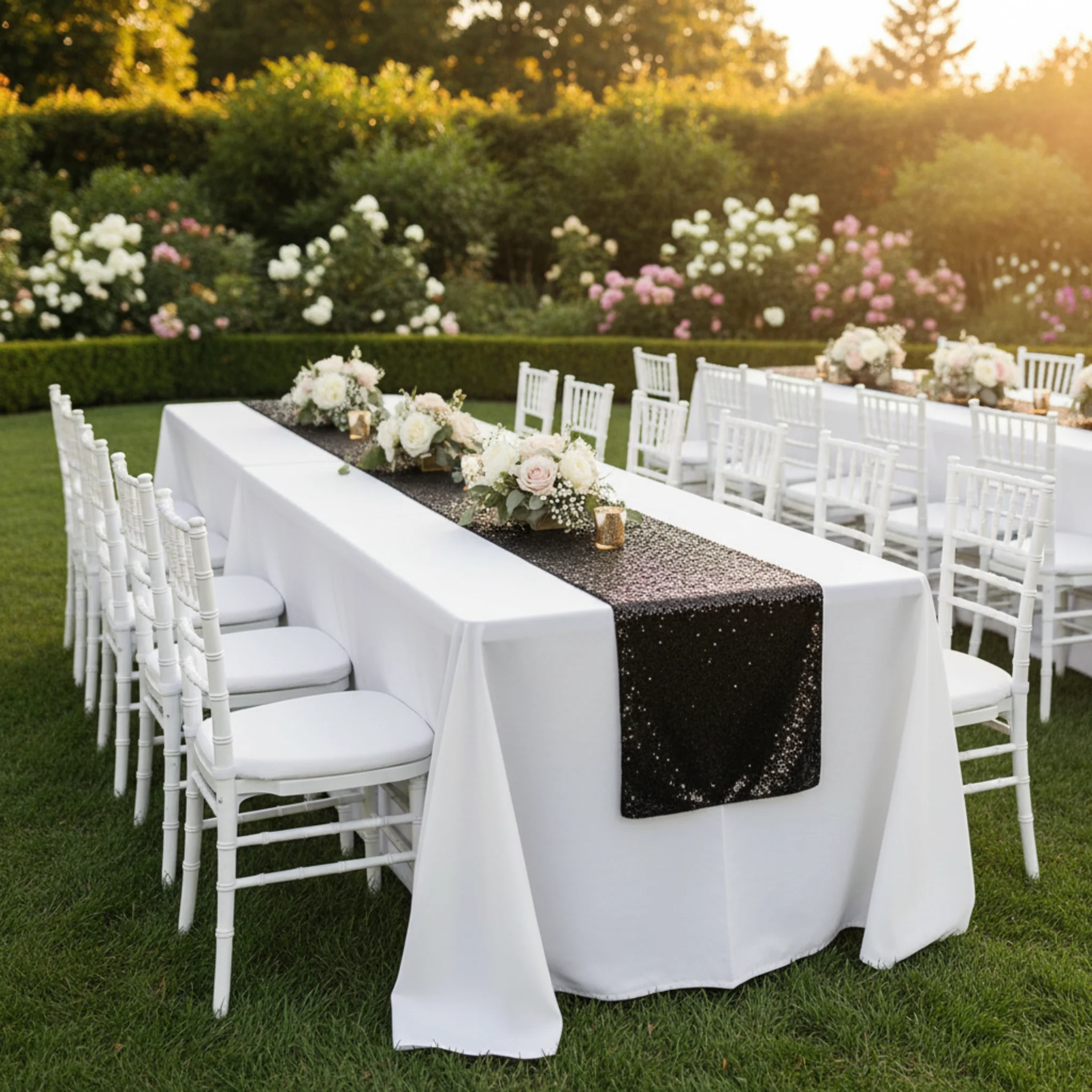 Glitz Sequin Table Runner - Black - Image 2