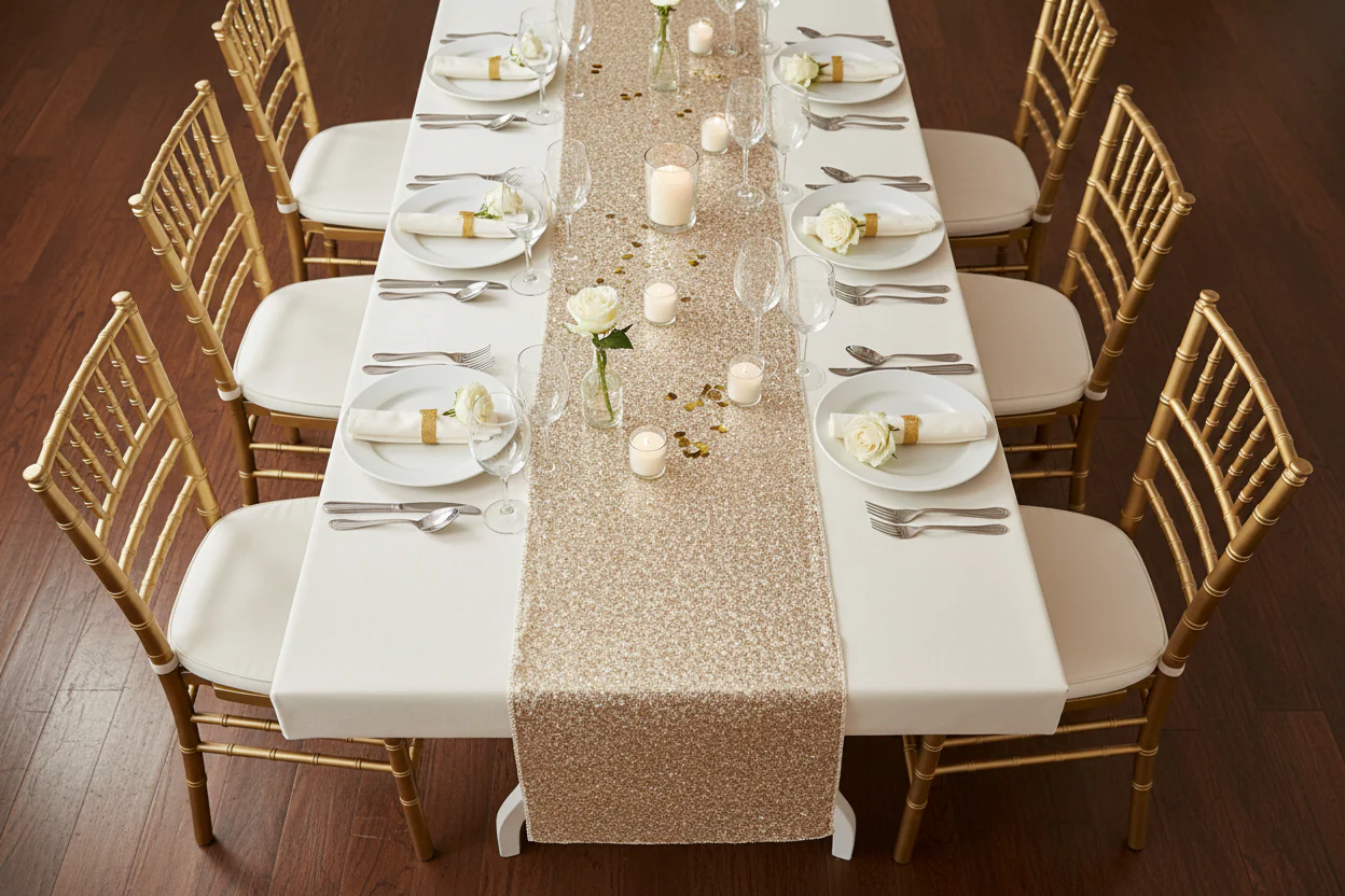 Glitz Sequin Table Runner - Champagne - Image 3