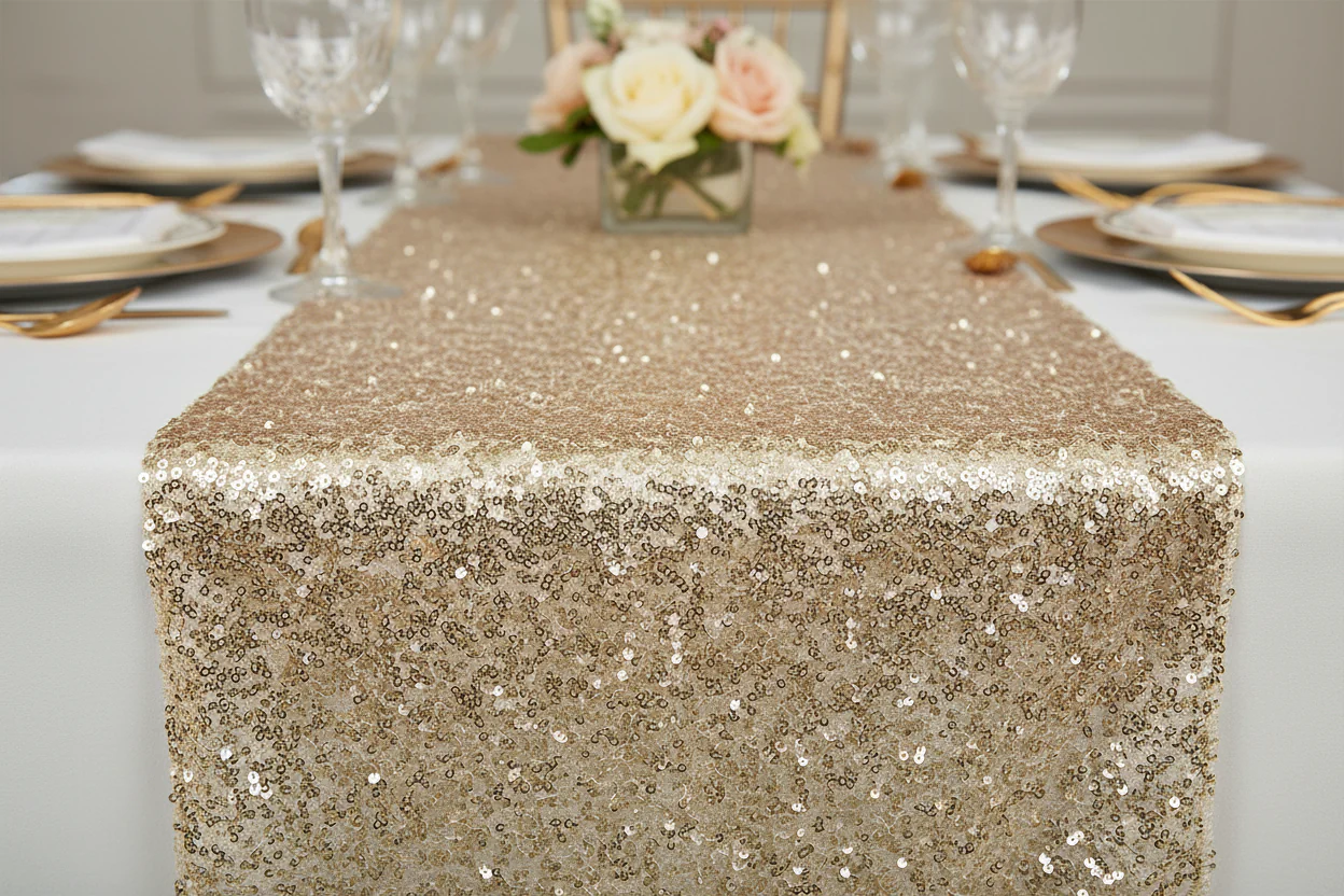 Glitz Sequin Table Runner - Champagne - Image 4