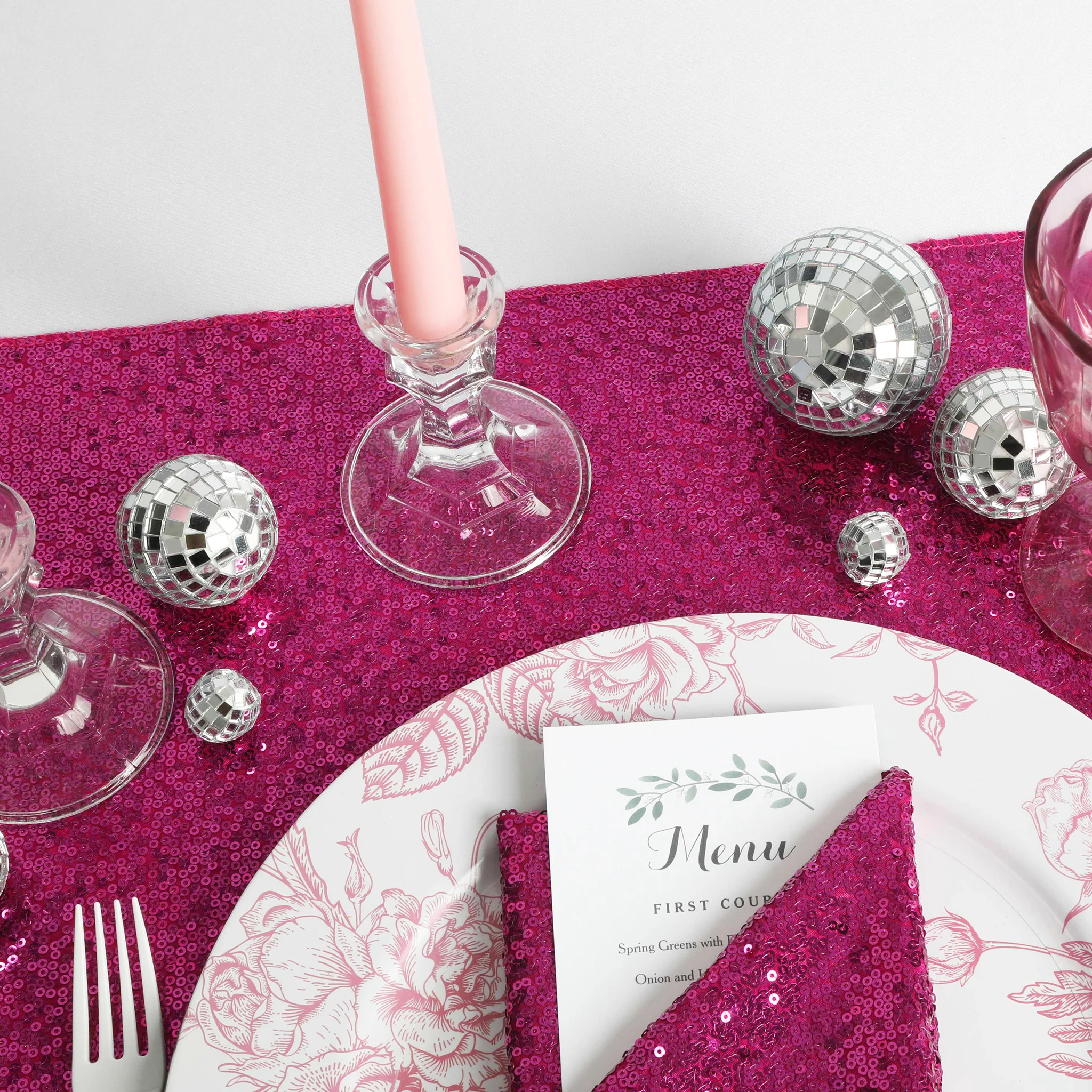 Glitz Sequin Table Runner - Magenta - Image 3