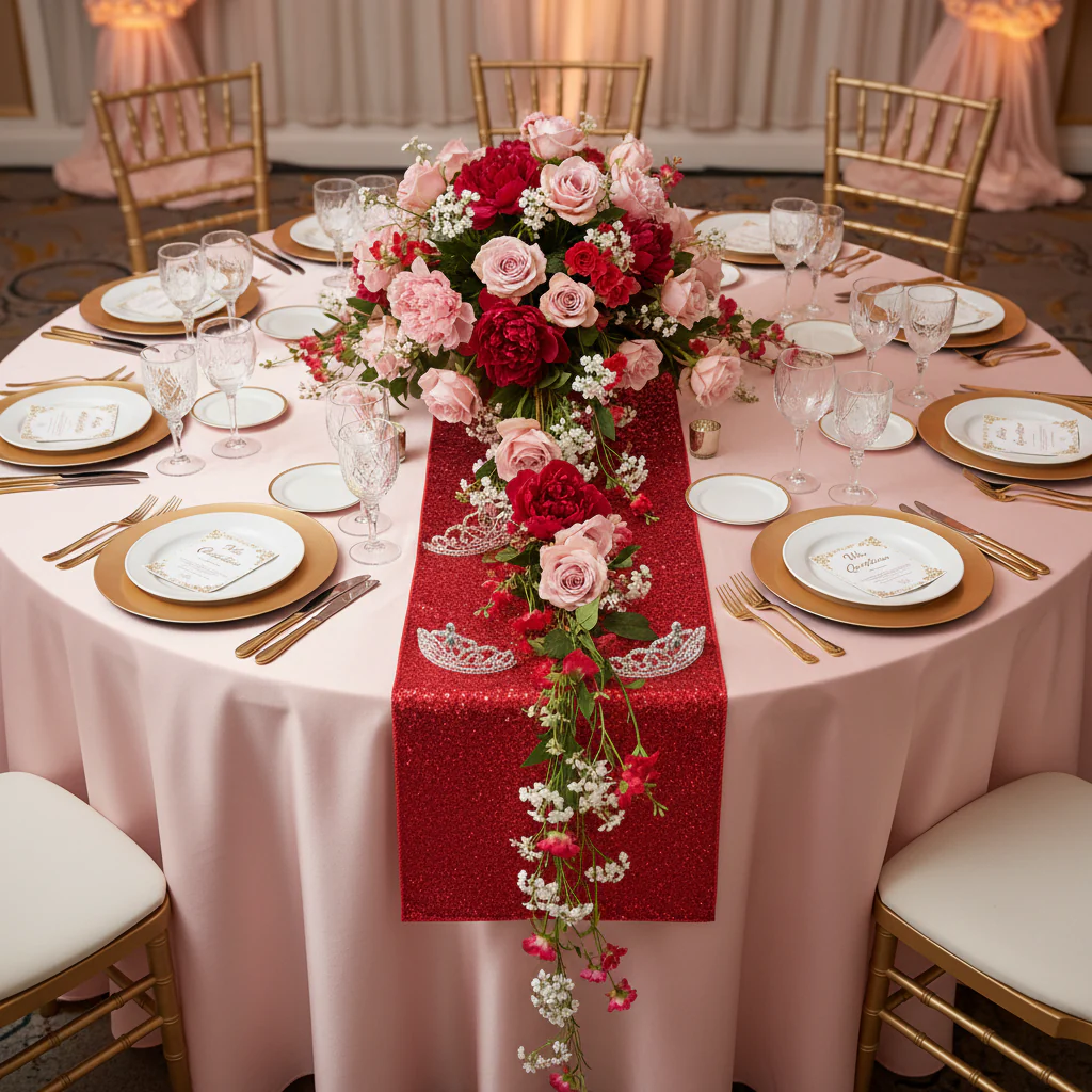 Glitz Sequin Table Runner - Red - Image 2