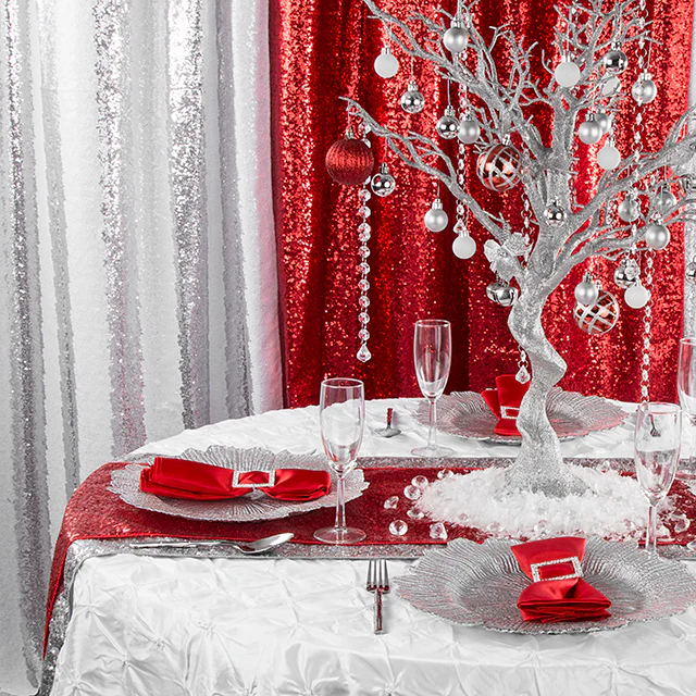 Glitz Sequin Table Runner - Red - Image 3