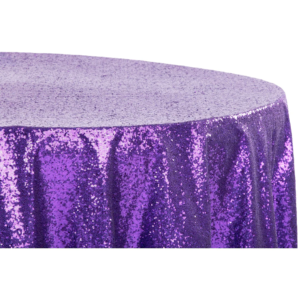 Glitz Sequins 120" Round Tablecloth - Purple - Image 2