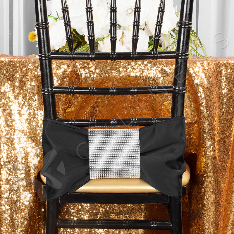Glitz Sequins 132" Round Tablecloth - Gold - Image 5