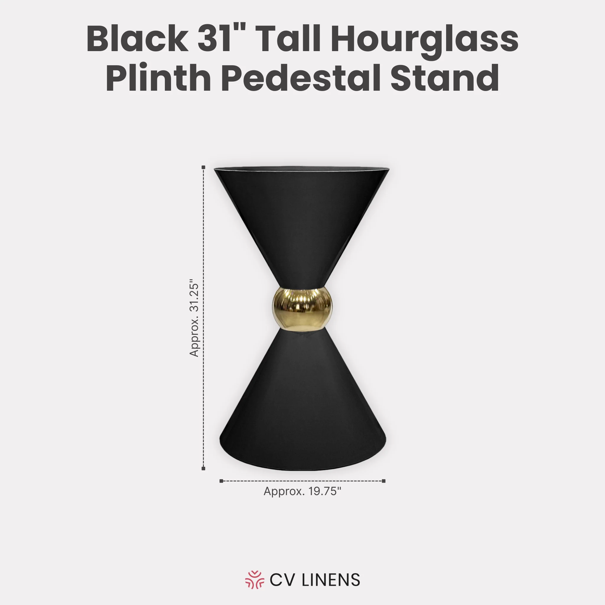 31" Tall Hourglass Plinth Pedestal Stand - Black - Image 3