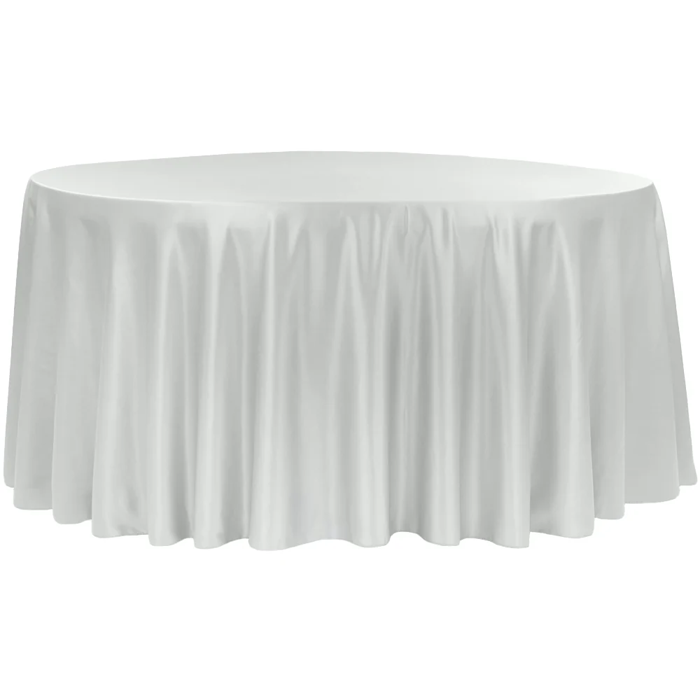 Lamour Satin 120" Round Tablecloth - Gray/Silver