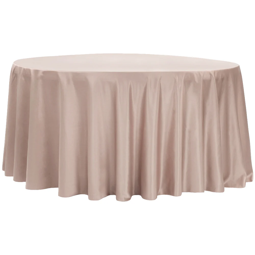 Lamour Satin 132" Round Tablecloth - Taupe