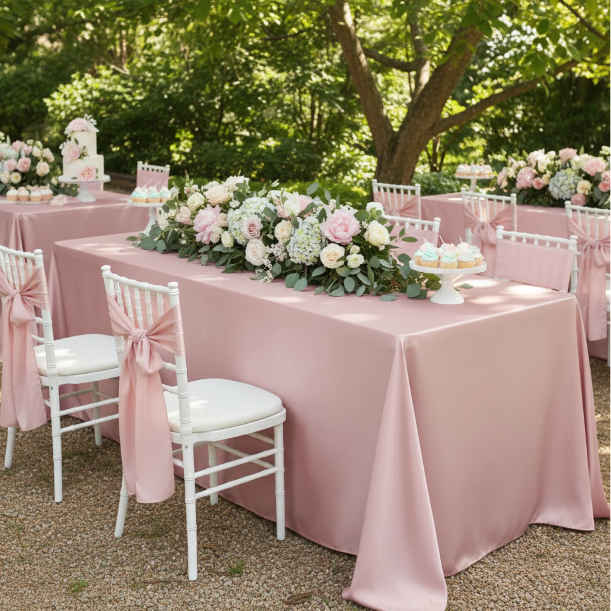 Lamour Satin 90"x132" Rectangular Oblong Tablecloth - Dusty Rose/Mauve - Image 3