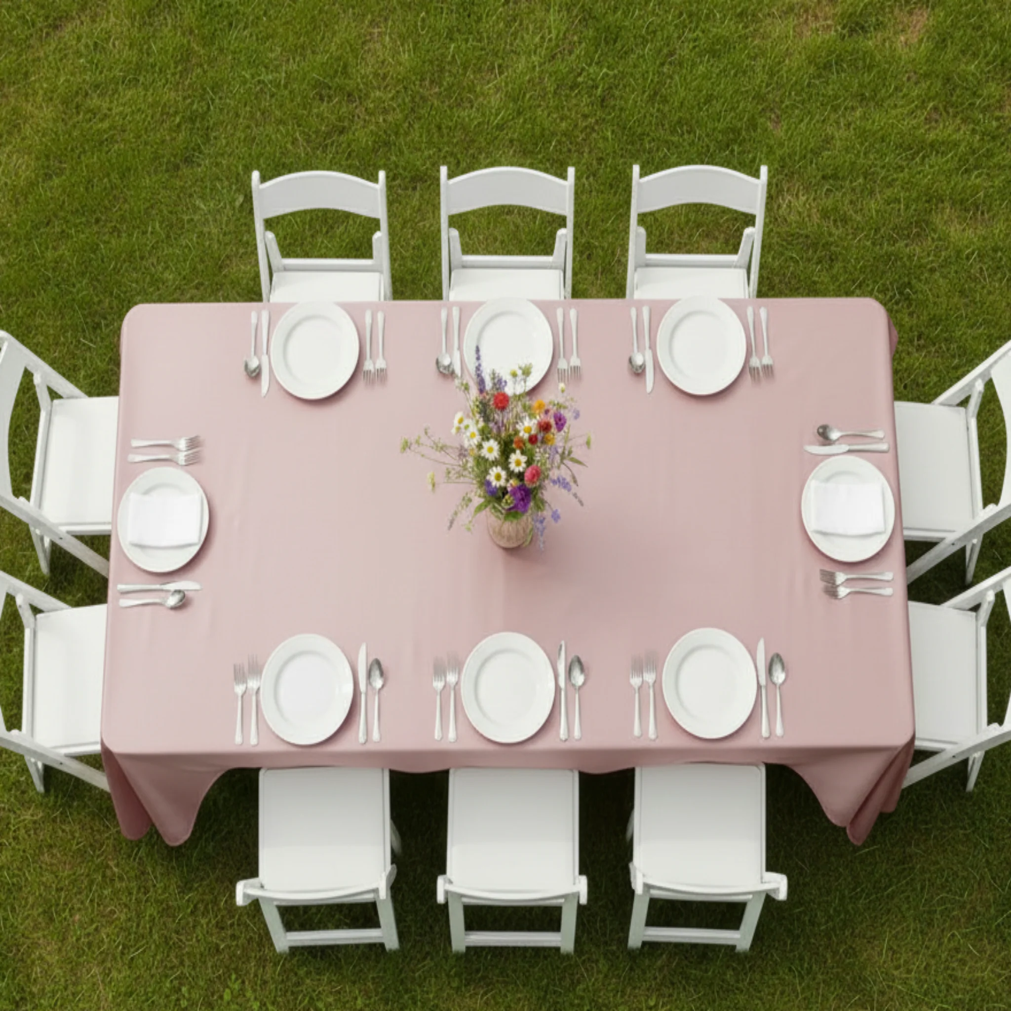 Lamour Satin 90"x132" Rectangular Oblong Tablecloth - Dusty Rose/Mauve - Image 5