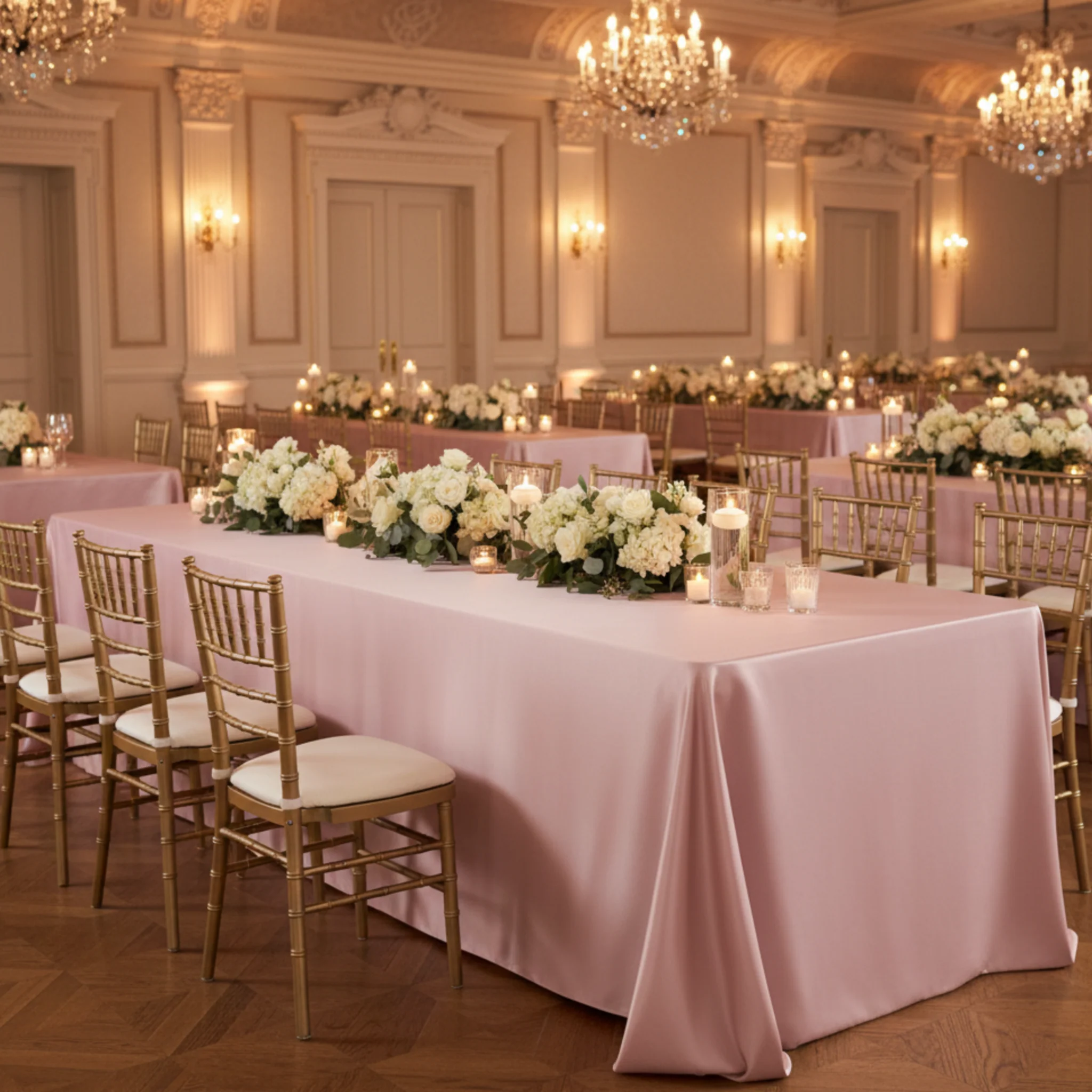 Lamour Satin 90"x156" Rectangular Oblong Tablecloth - Dusty Rose/Mauve - Image 5