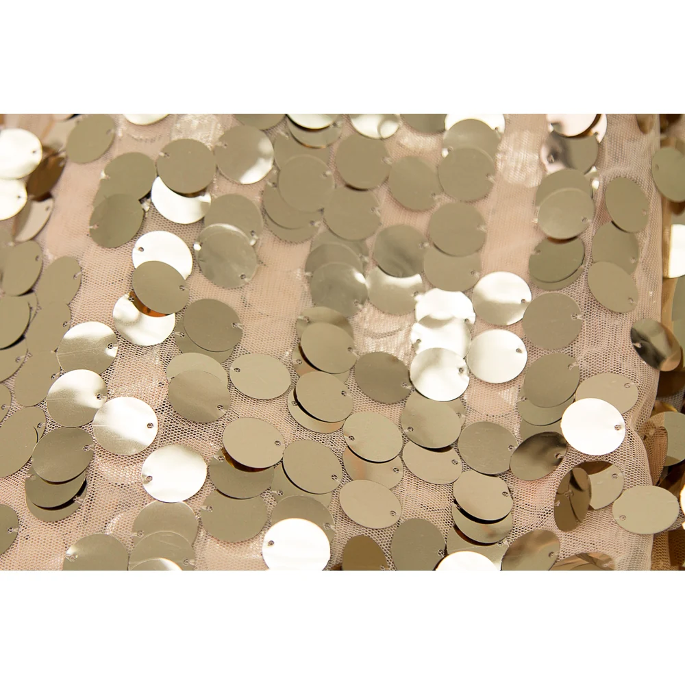 Large Payette Sequin 132" Round Tablecloth - Champagne - Image 3