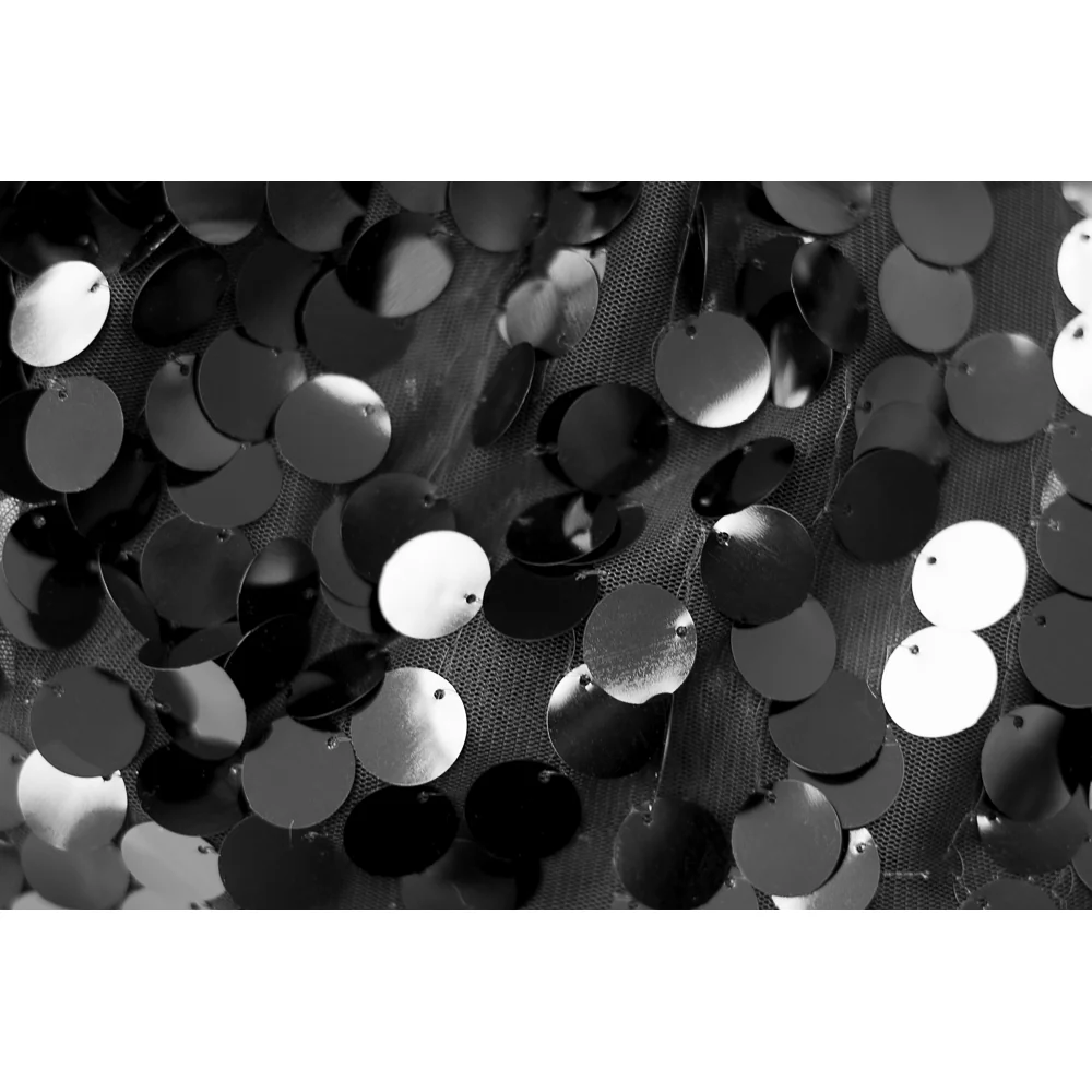 Large Payette Sequin Round 120" Tablecloth - Black - Image 3