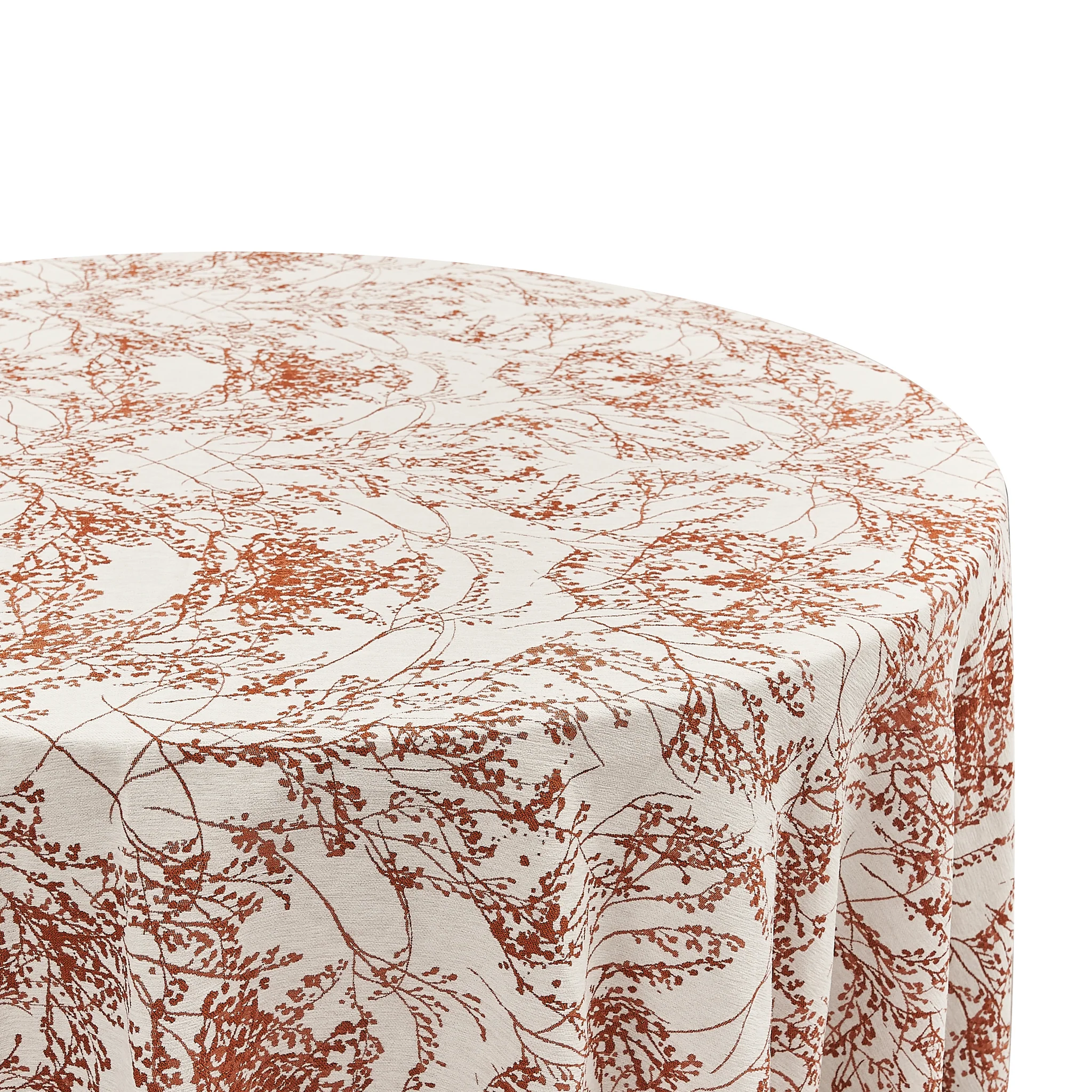 Leaf Branch Reversible Jacquard Tablecloth 120" Round  - Rust - Image 6