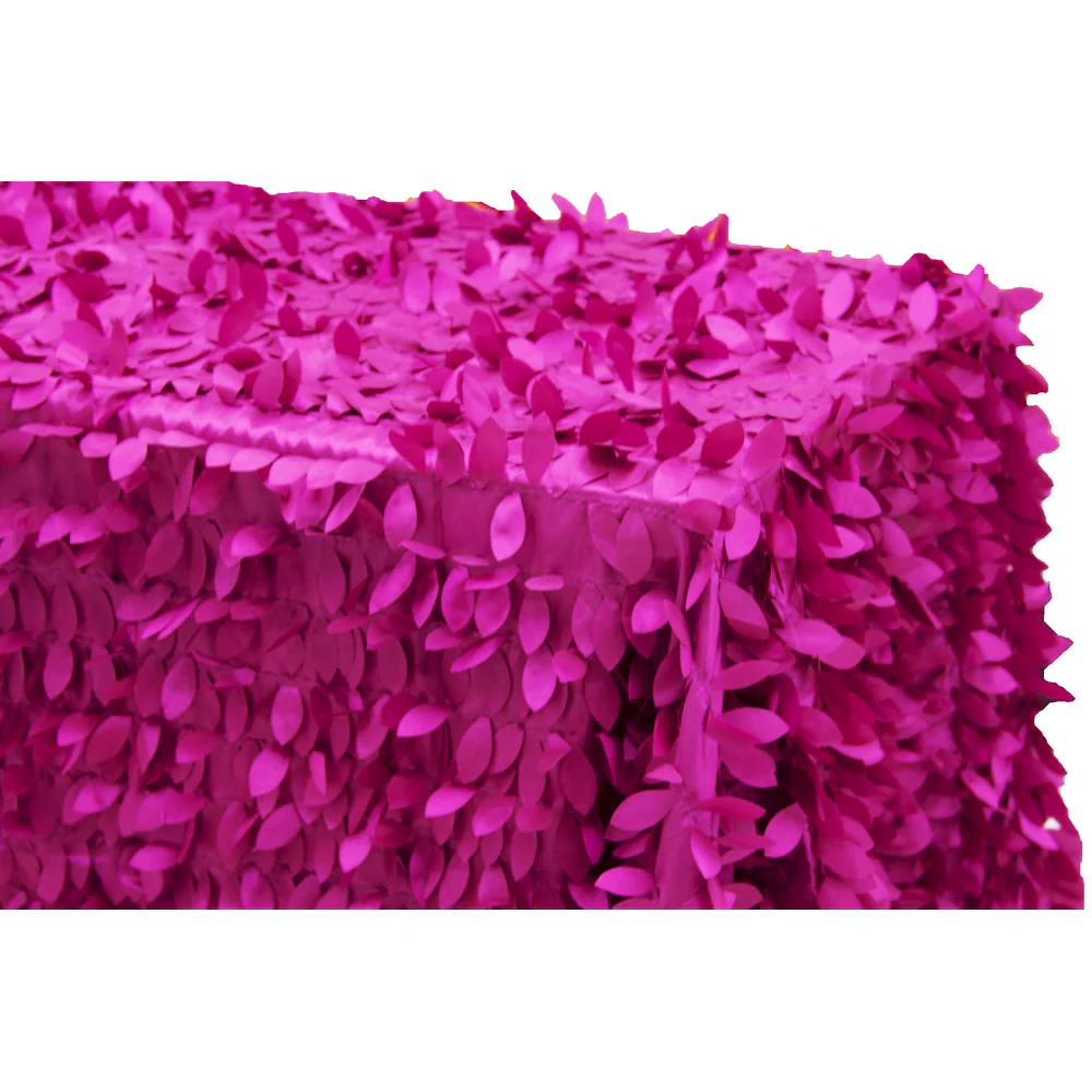 Leaf Petal Taffeta Tablecloth 90"x132" Rectangular - Fuchsia