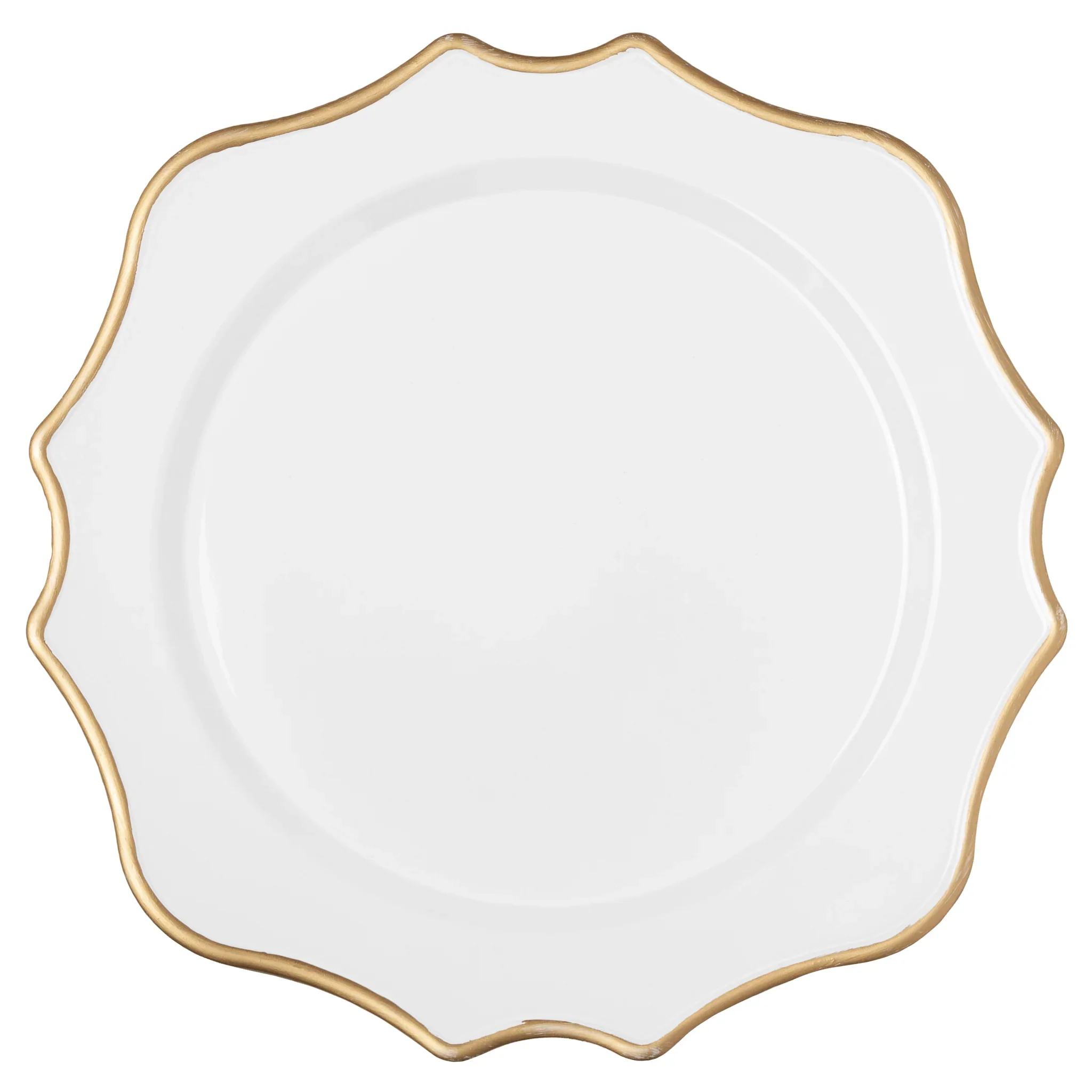 Lotus Scalloped Acrylic 13" Charger Plate - White Gold-Trimmed - Image 9