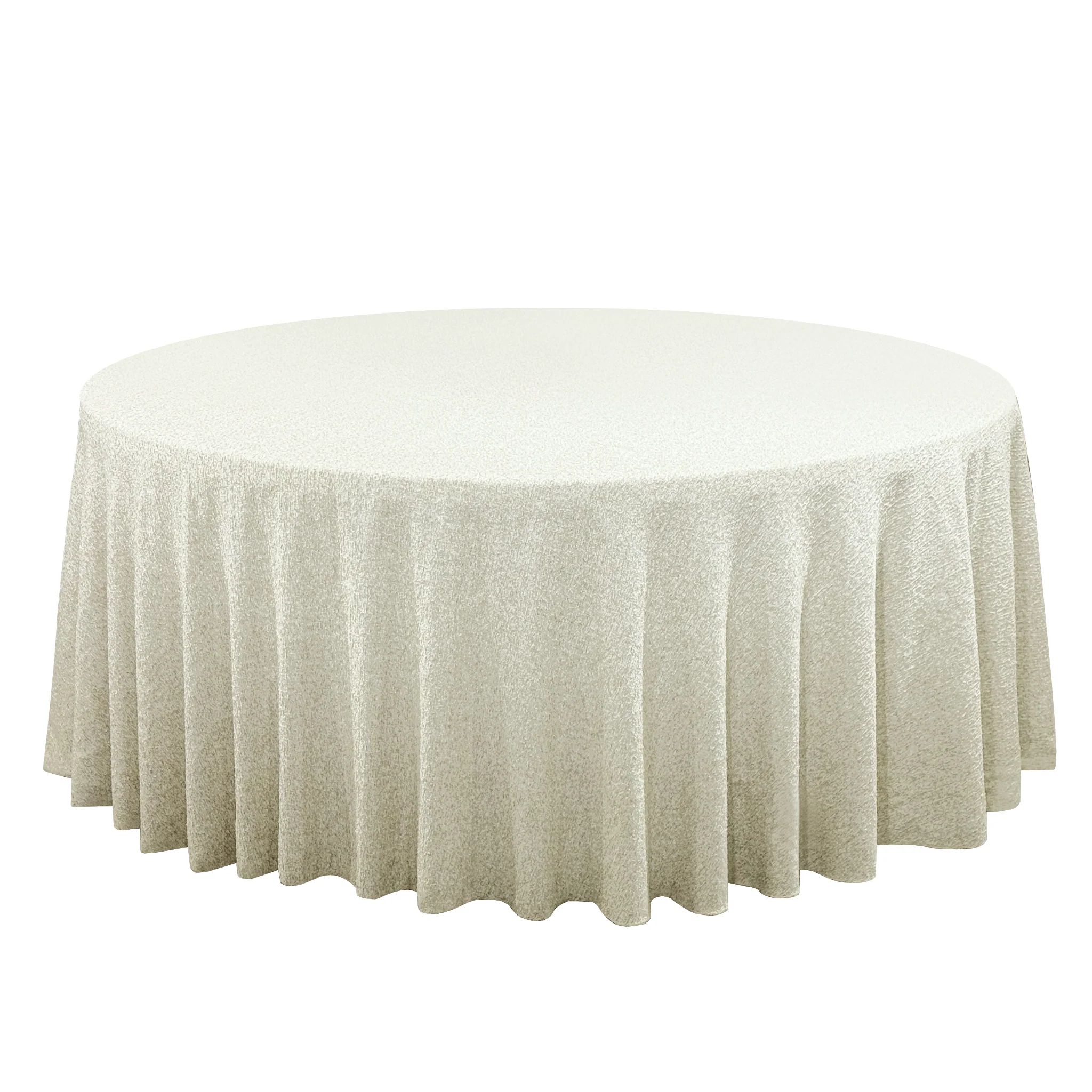 Luxury Boucle 132" Round Tablecloth - Beige - Image 10